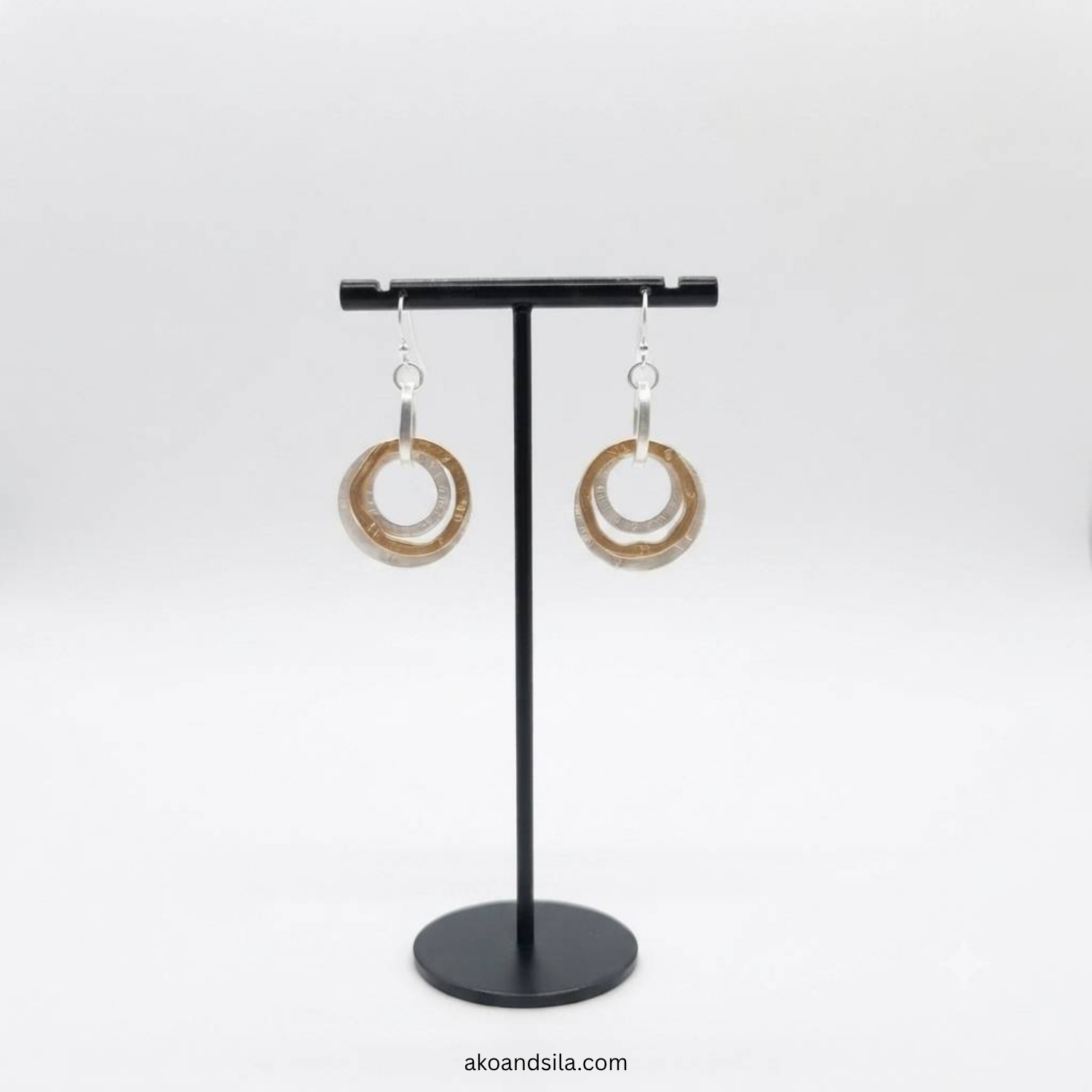 Mixed Metal Spiral Hoop Earrings - Image 3