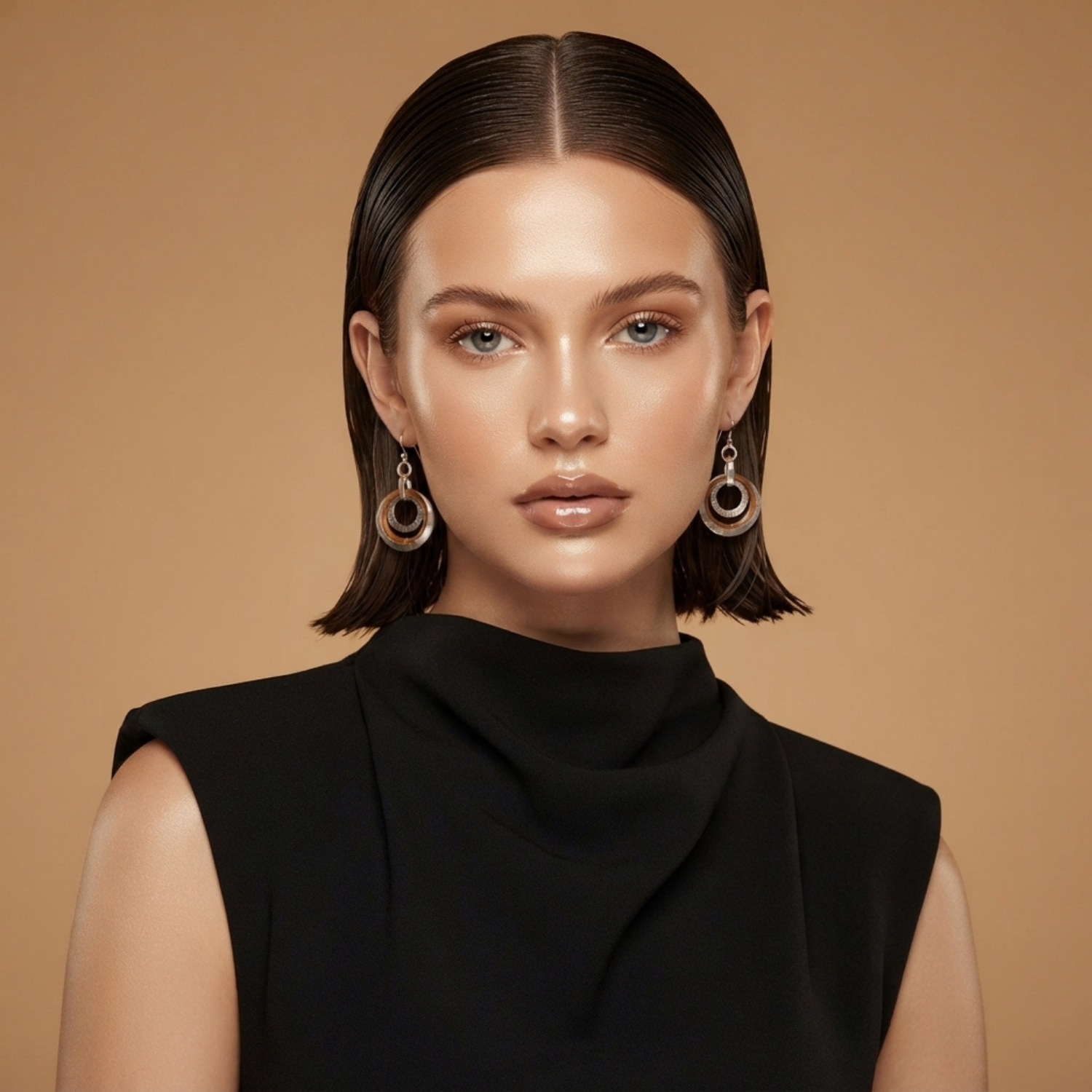 Mixed Metal Spiral Hoop Earrings - Image 2