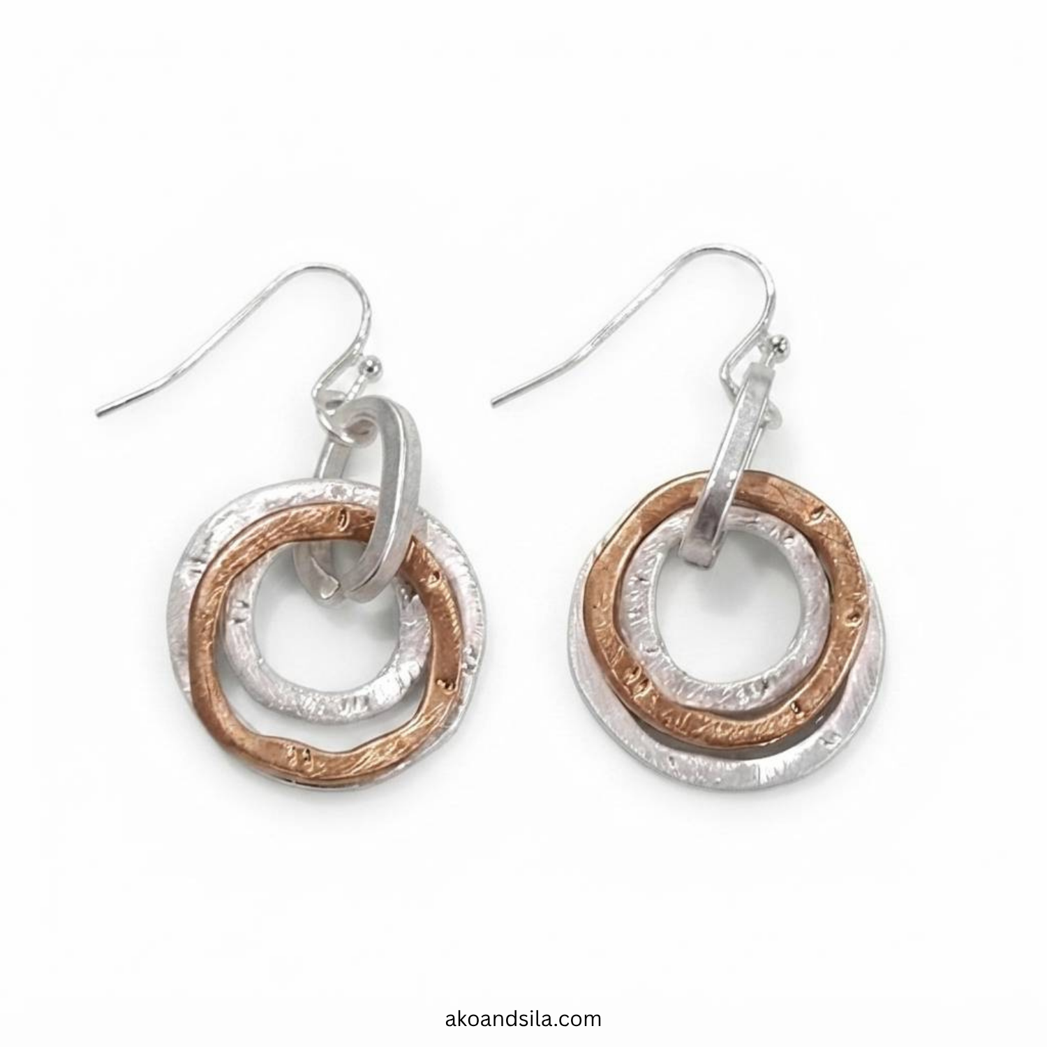 Mixed Metal Spiral Hoop Earrings - Image 4