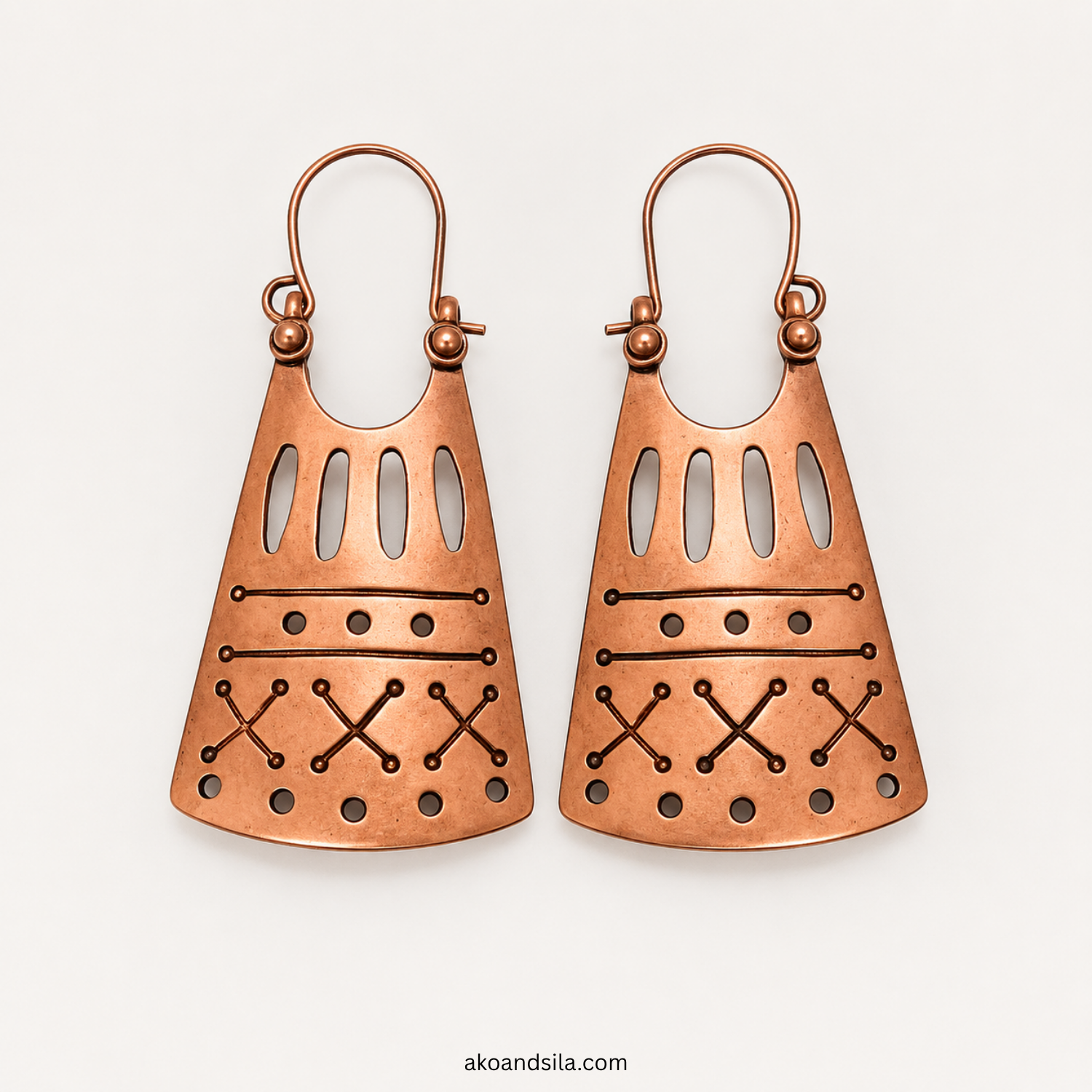 Rose Golden Tribal Shield Earrings - Image 4