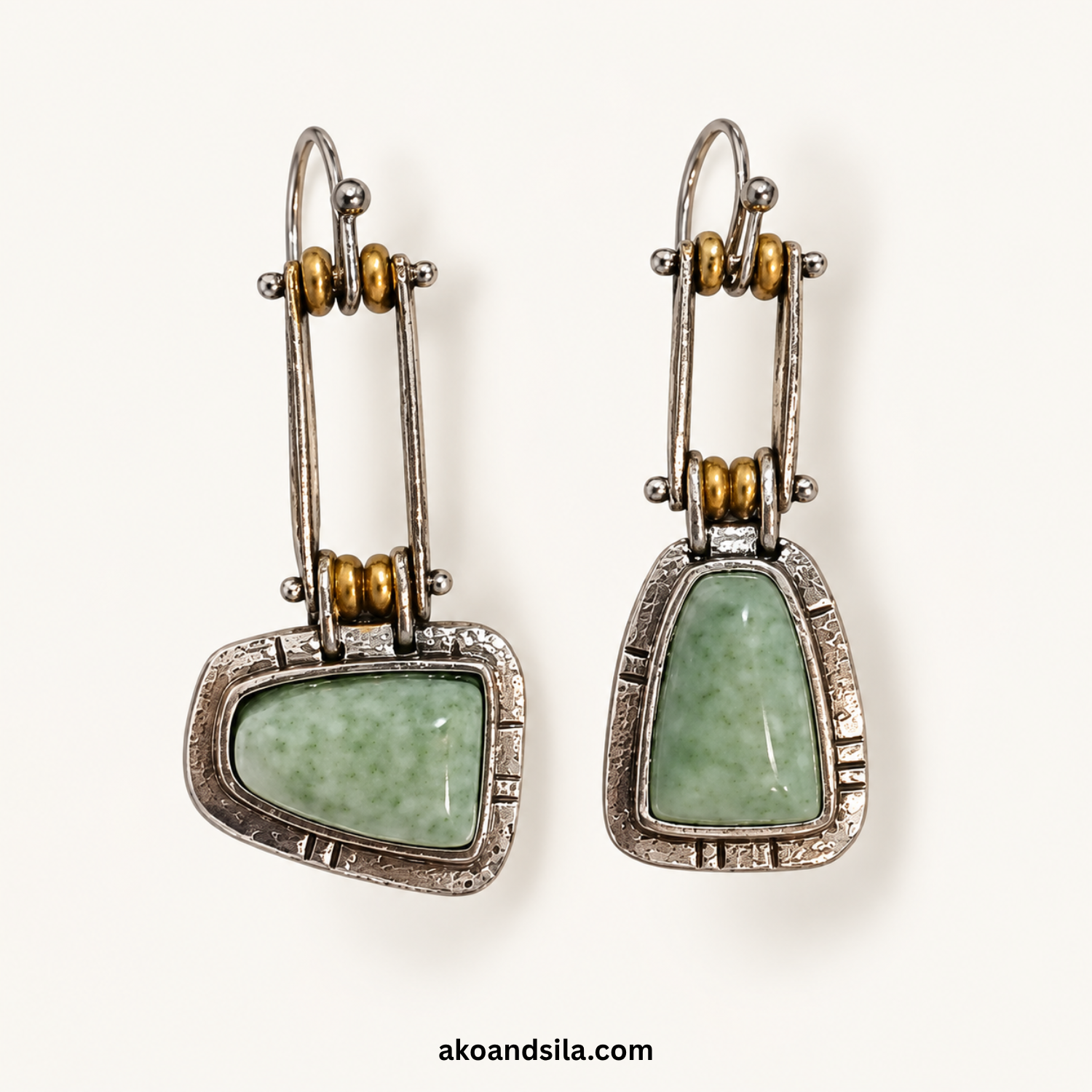 Green Trapeze Earrings - Image 4