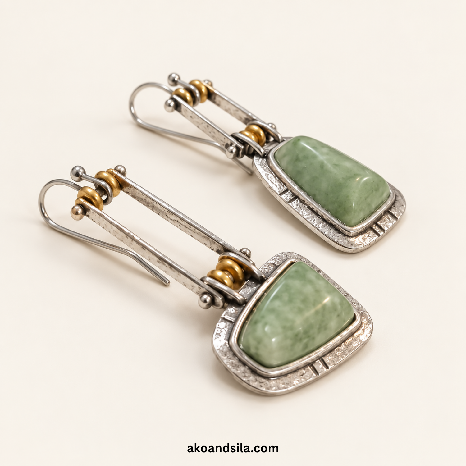 Green Trapeze Earrings - Image 3
