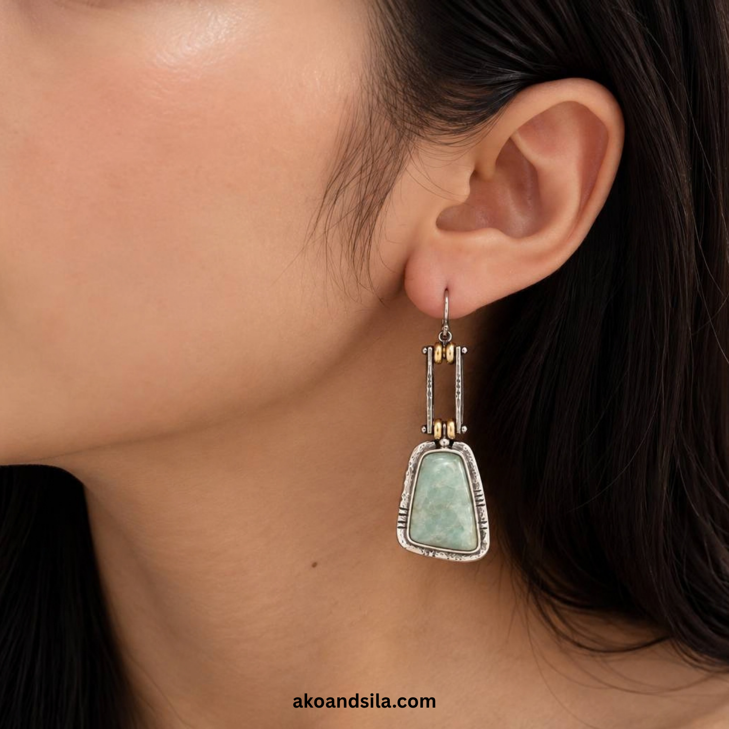 Green Trapeze Earrings - Image 2