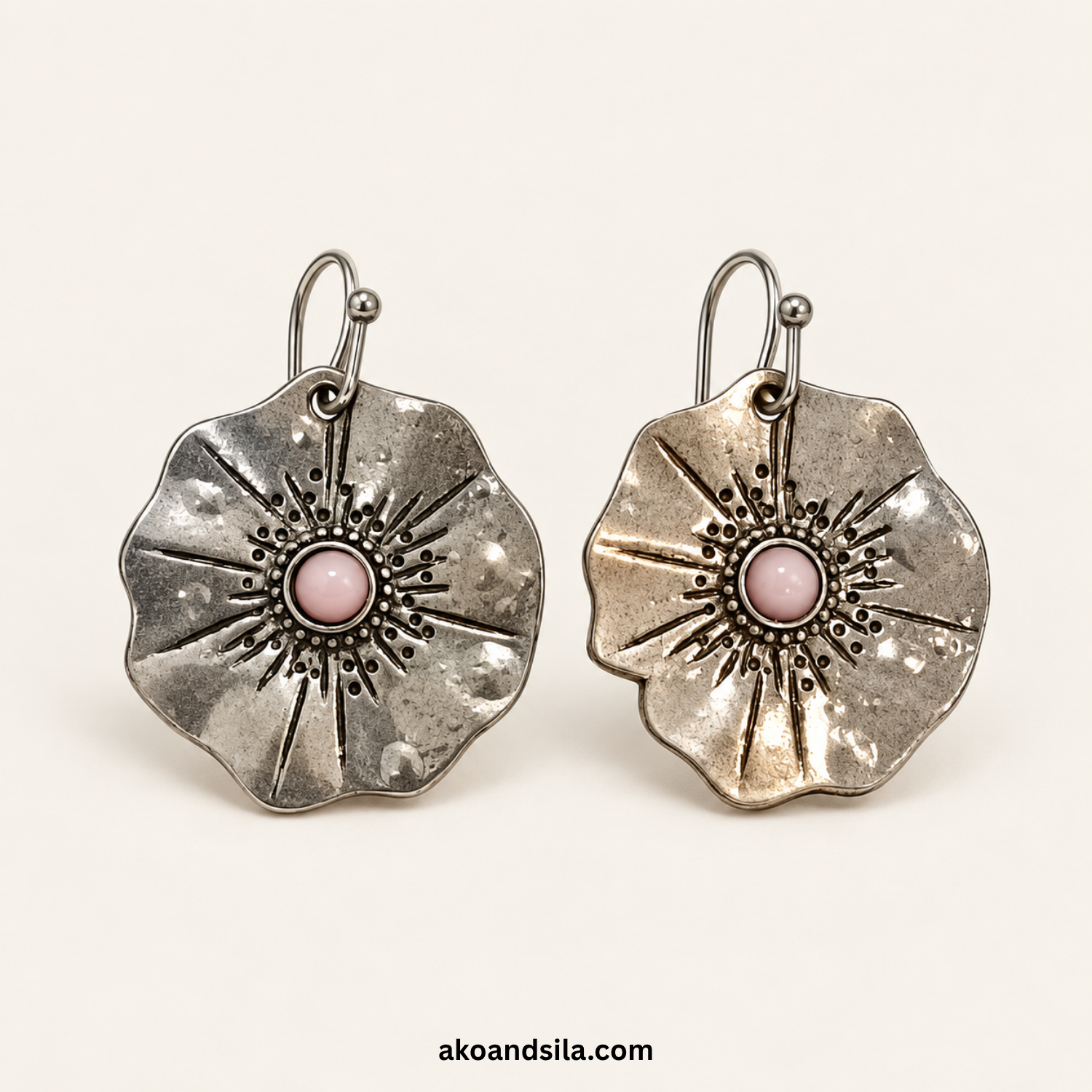 Pink Floral Medallion Earrings - Image 4