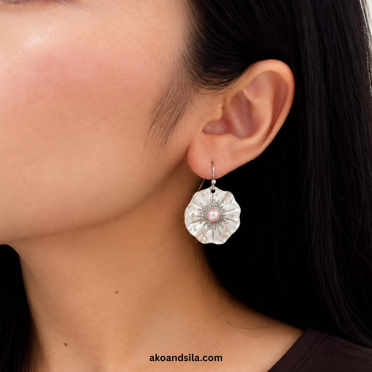 Pink Floral Medallion Earrings - Image 2