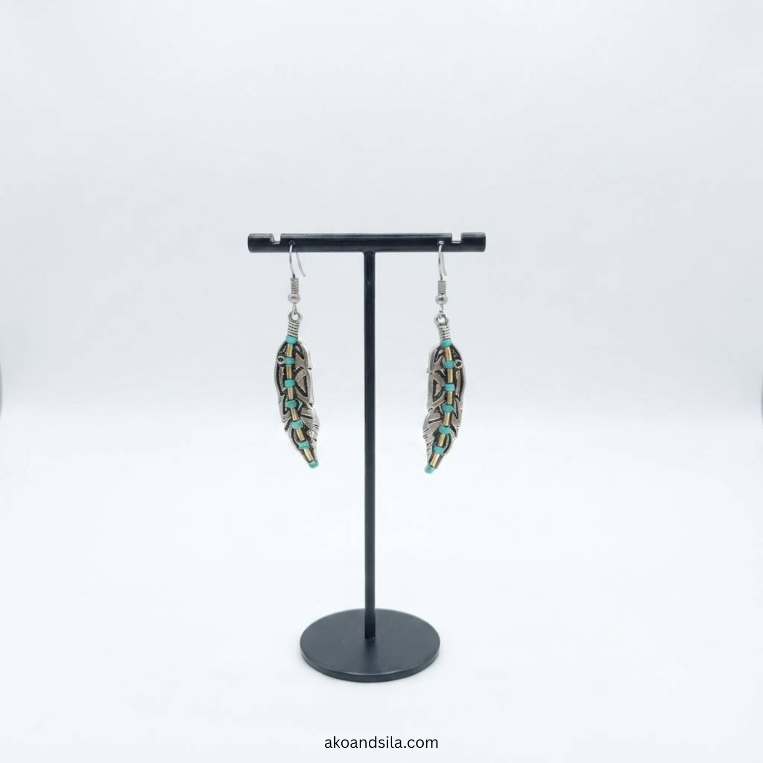 Beaded Feather Earrings - Image 3