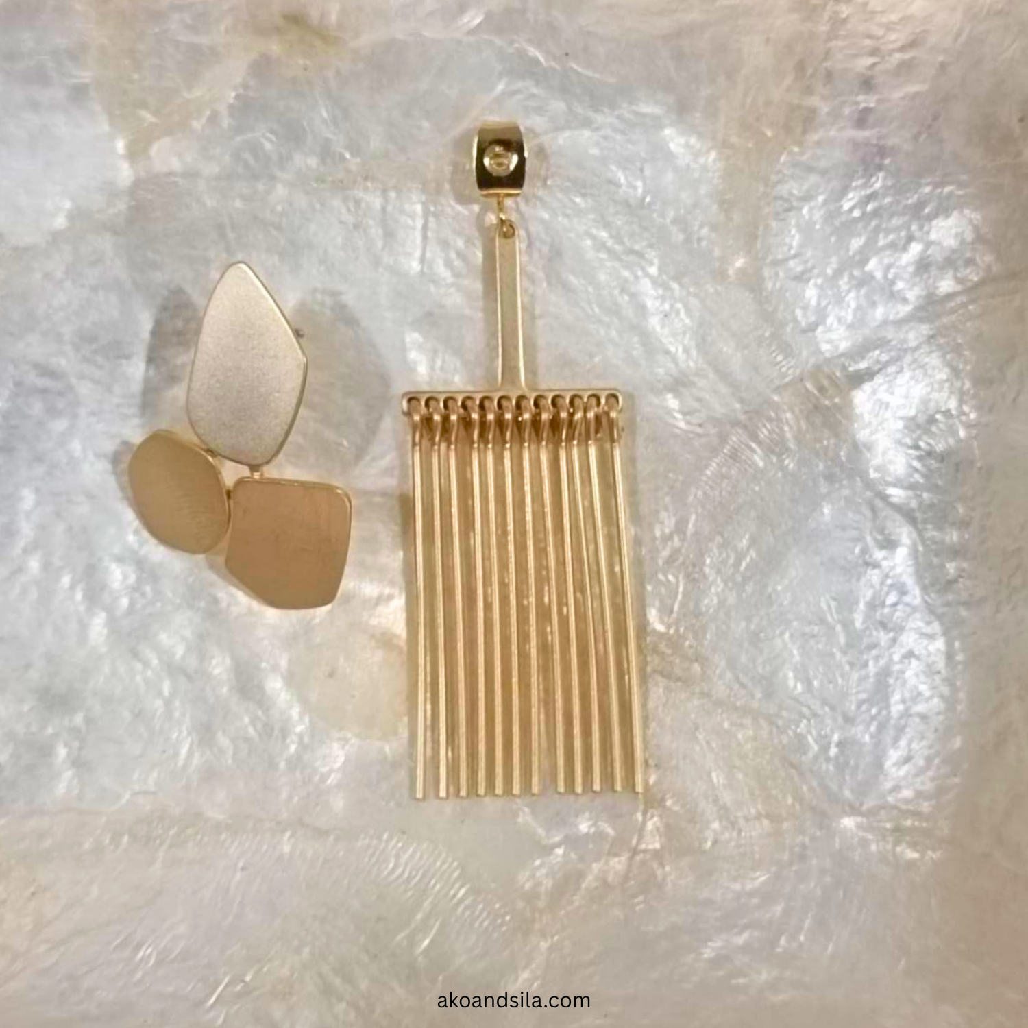 Golden Fringe Bar Earrings - Image 3