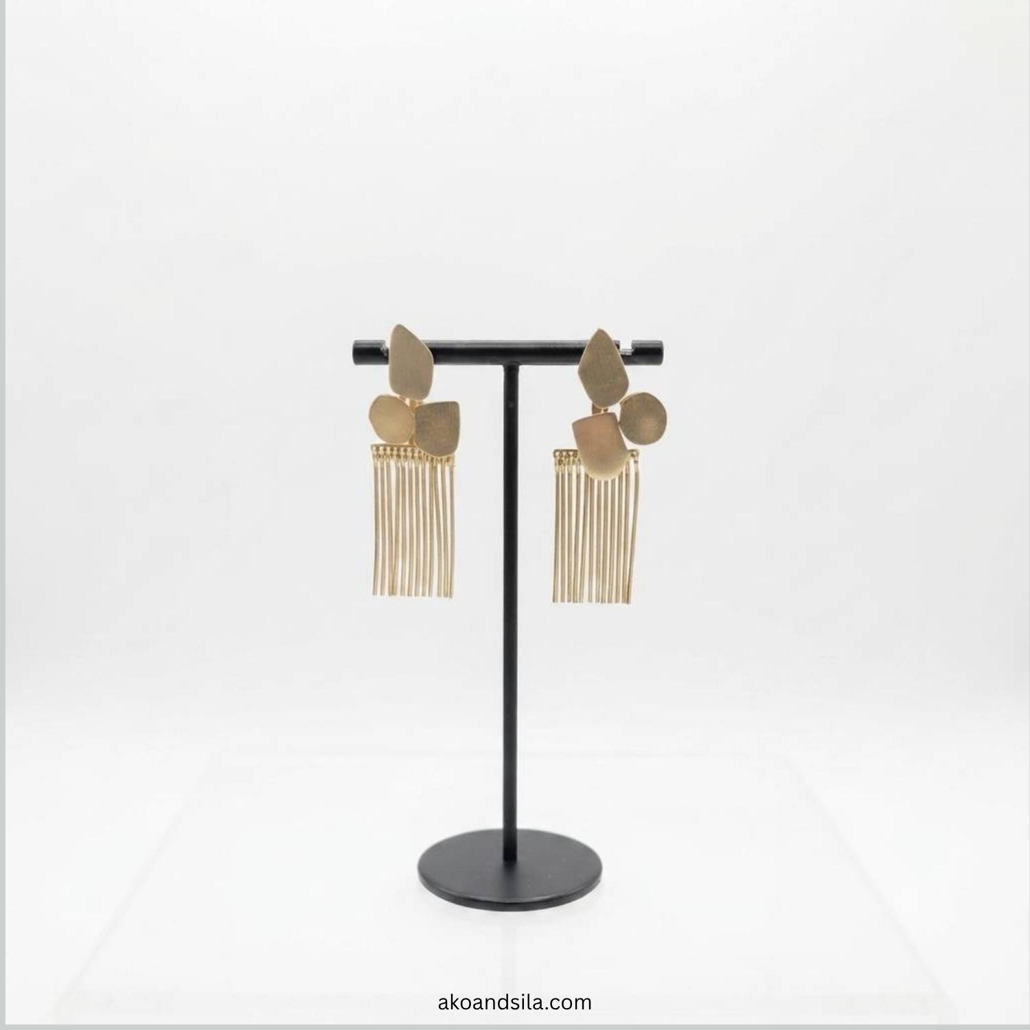 Golden Fringe Bar Earrings - Image 4