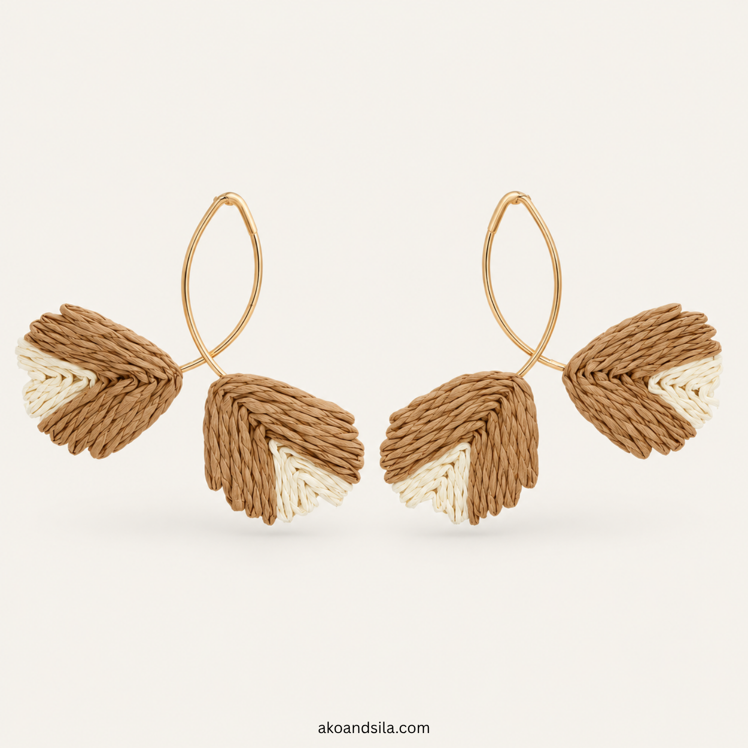 Natural Paper Leaf Tassel Earrings - Image 5