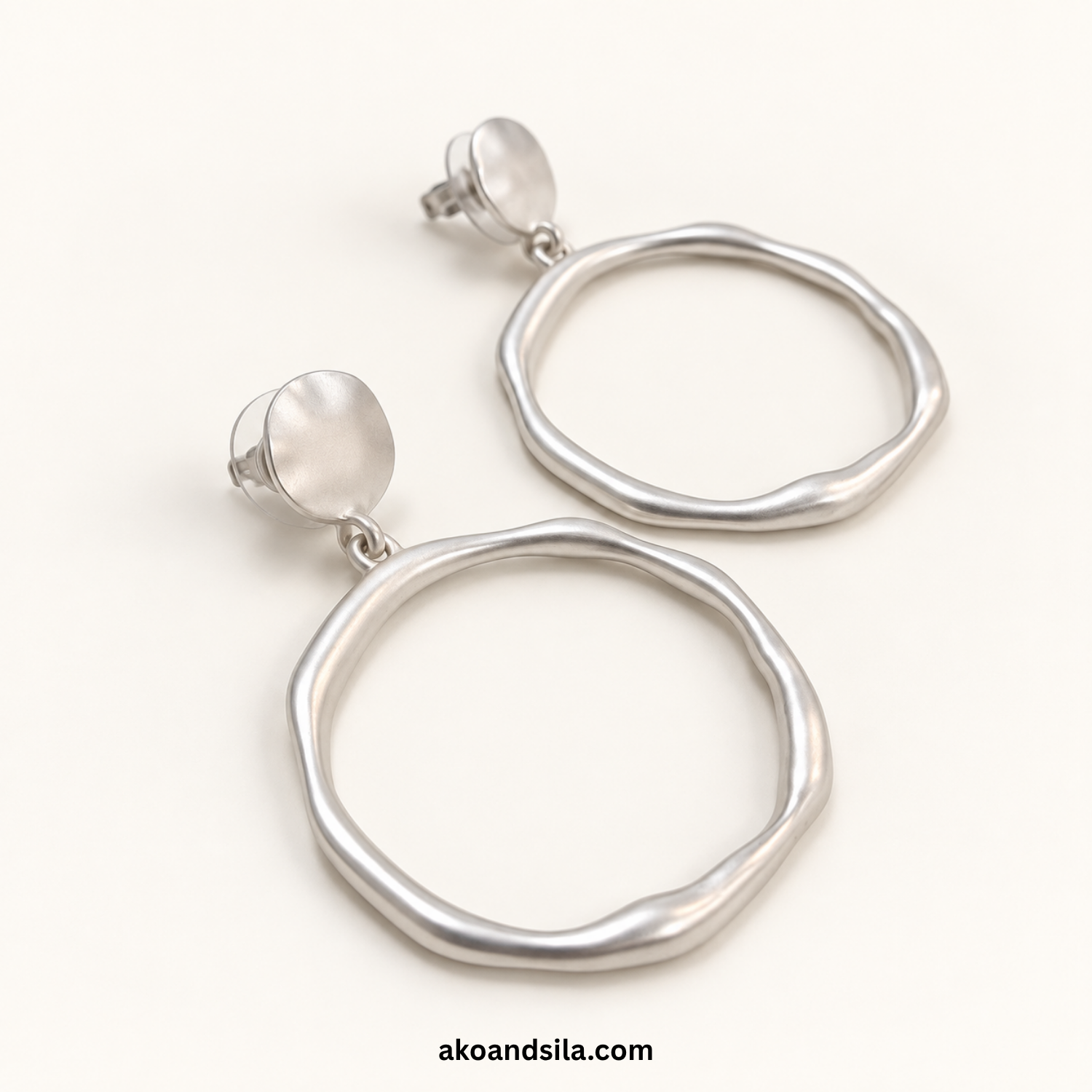 Silver Open Circle Earrings - Image 3