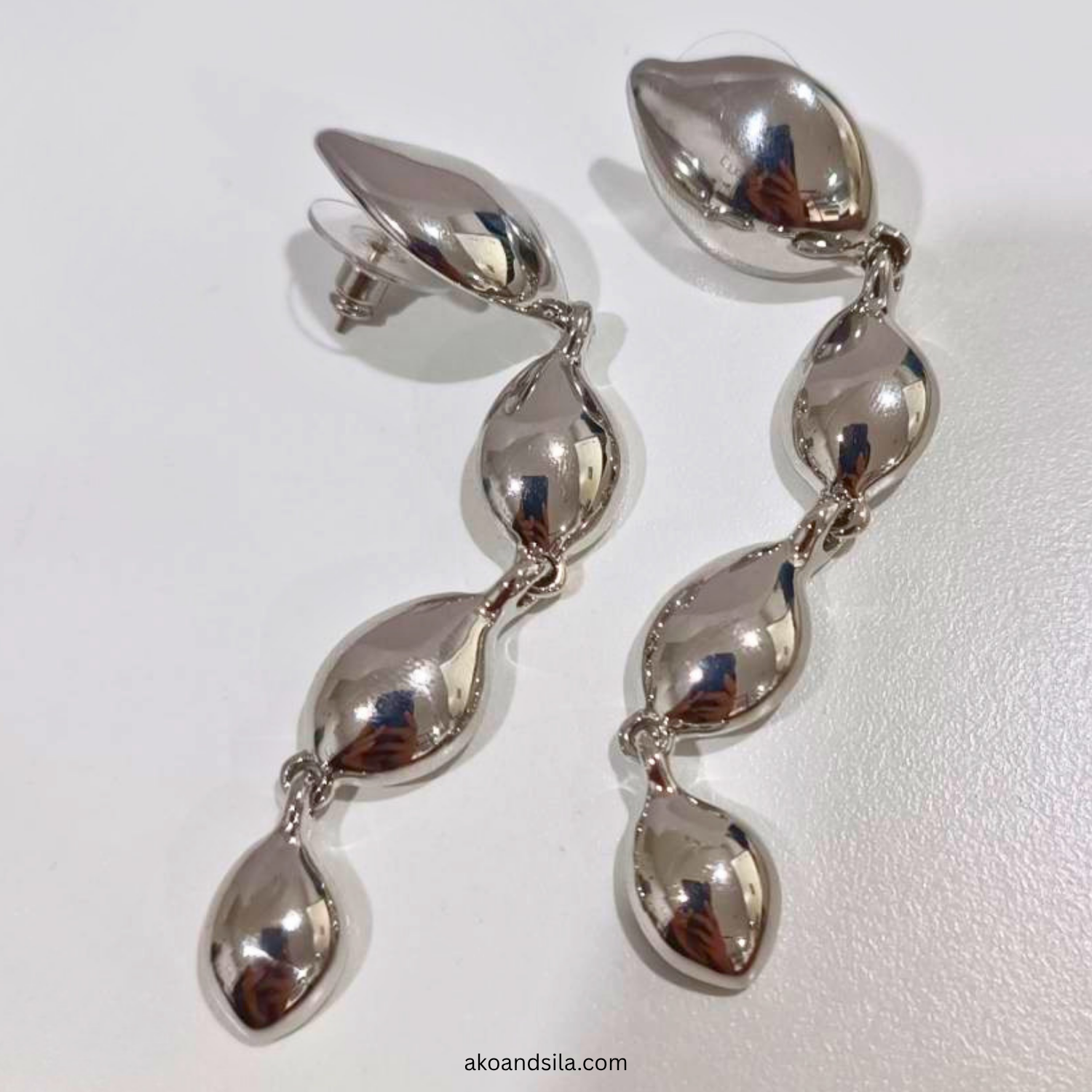 Silver Rainy Drop Earrings - Image 3