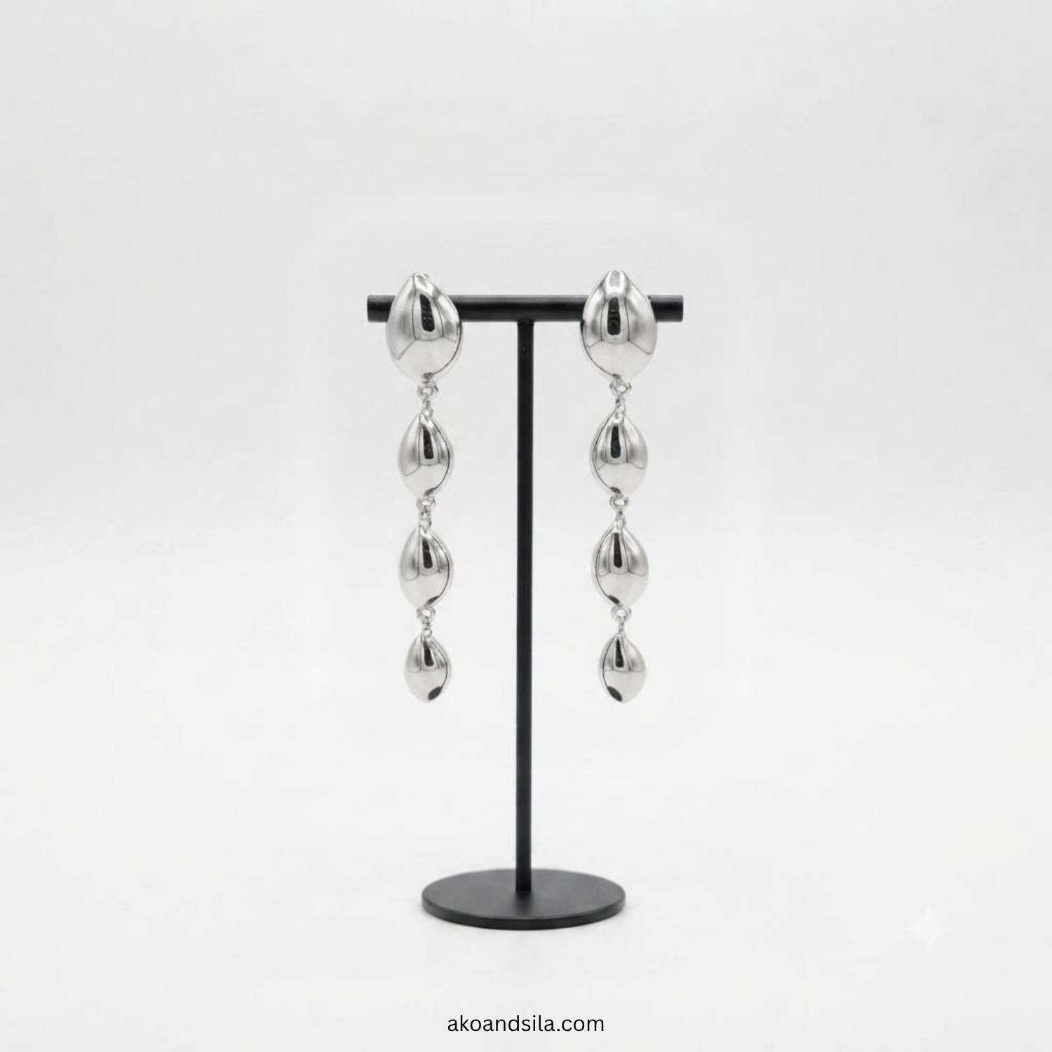 Silver Rainy Drop Earrings - Image 4