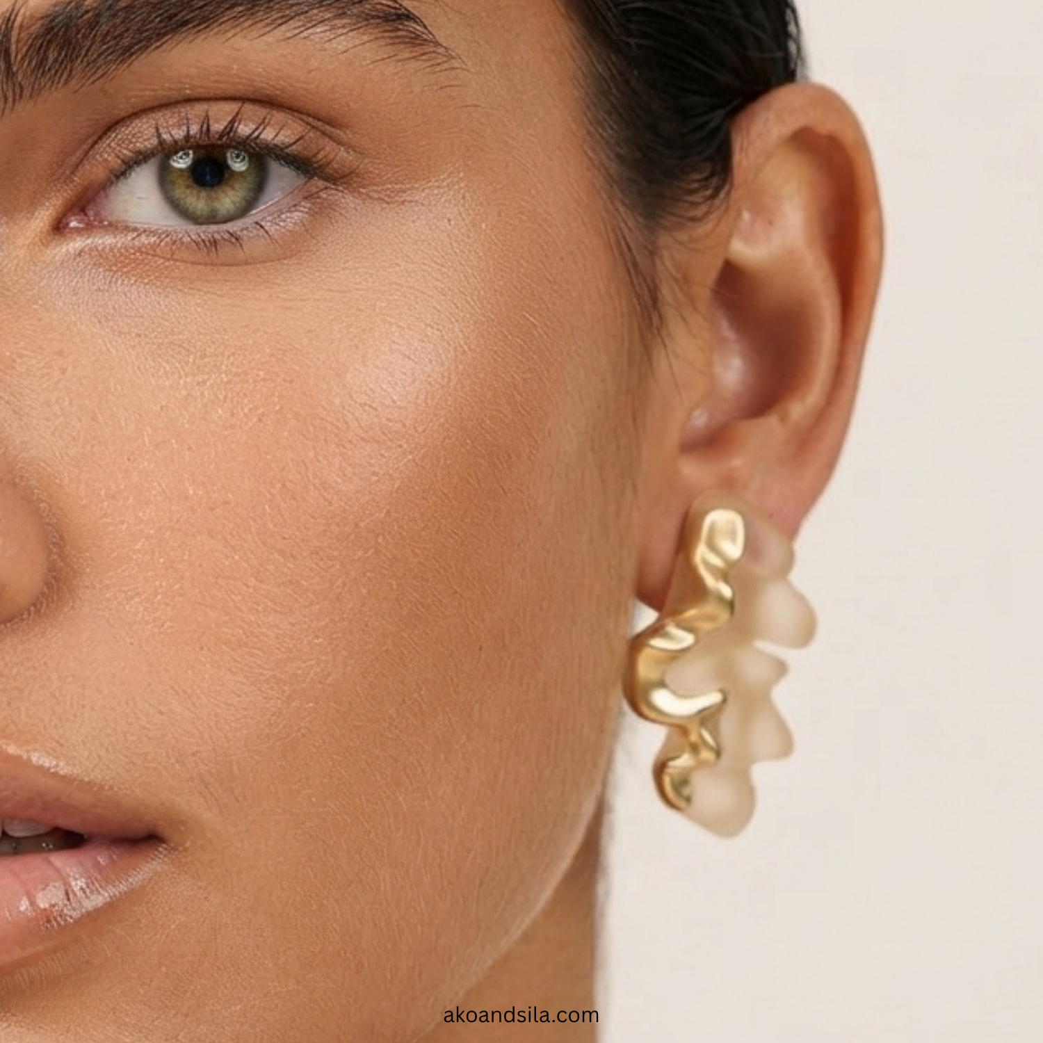 Golden Spiral Threader Earrings - Image 2