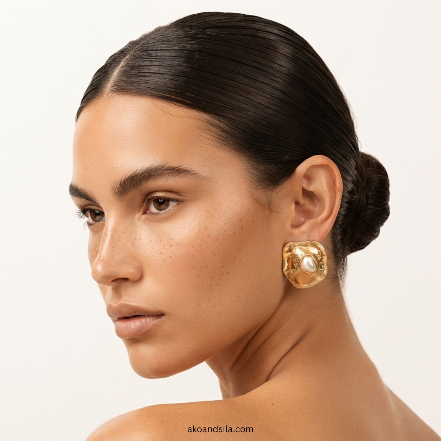 Golden Luna Organic Stud Earrings - Image 2