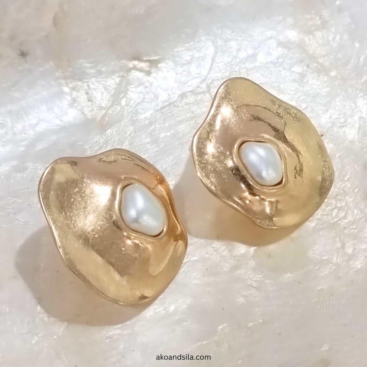 Golden Luna Organic Stud Earrings - Image 3