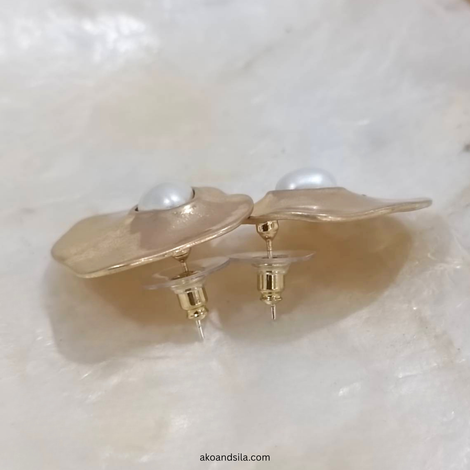 Golden Luna Organic Stud Earrings - Image 4