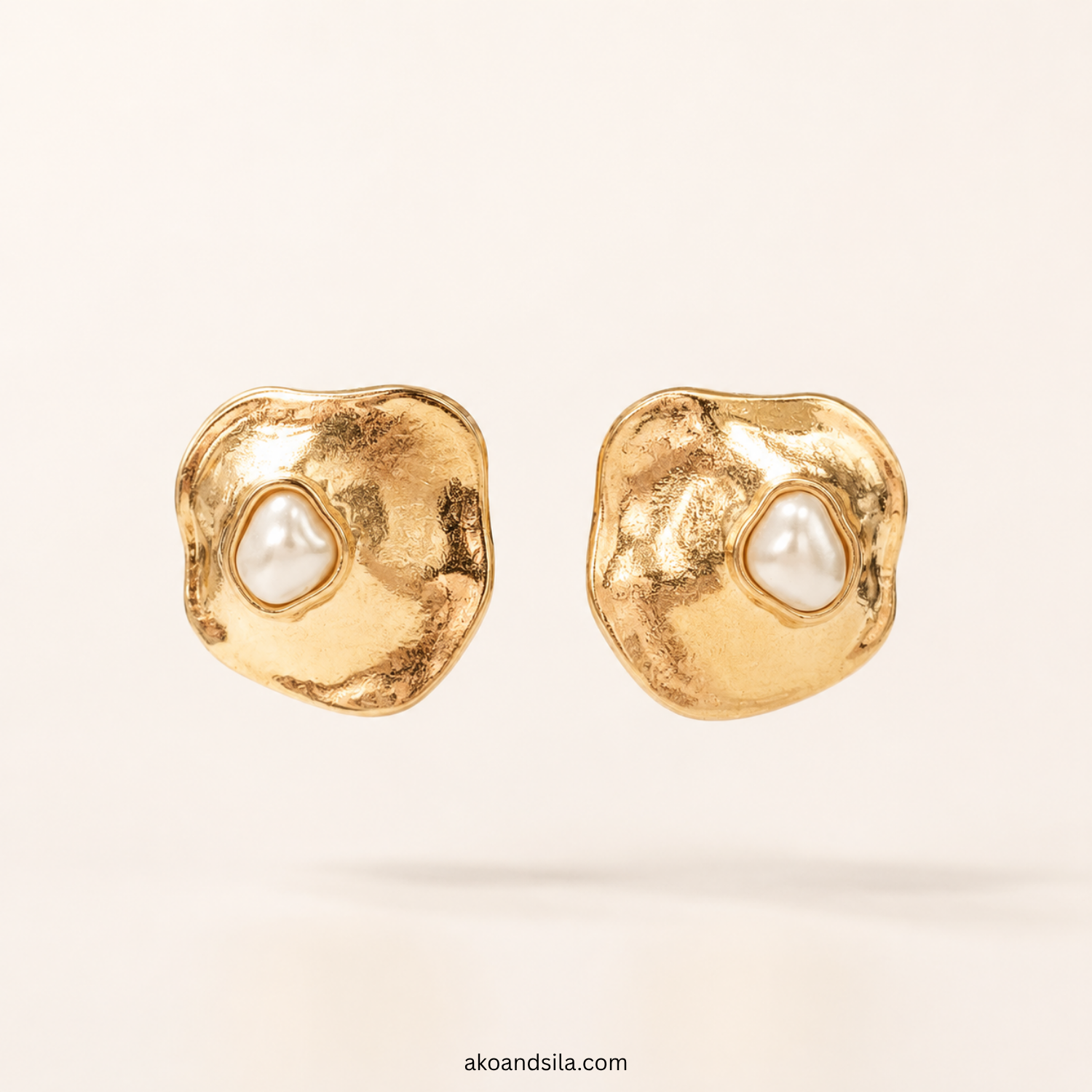 Golden Luna Organic Stud Earrings - Image 5
