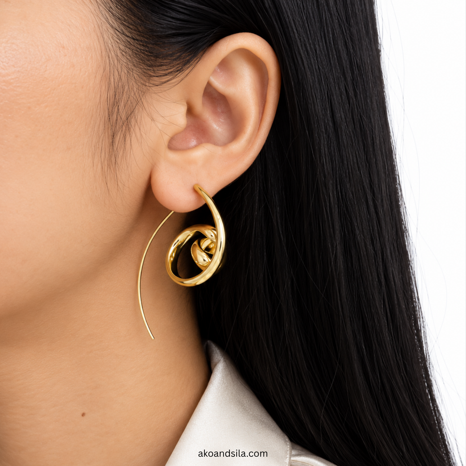Golden Spiral Hoop Earrings - Image 2