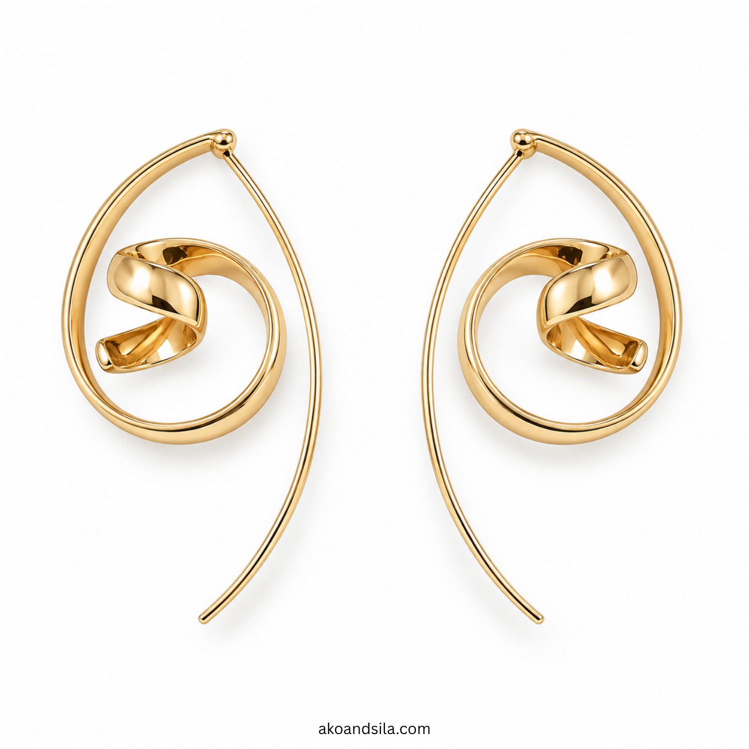 Golden Spiral Hoop Earrings - Image 4