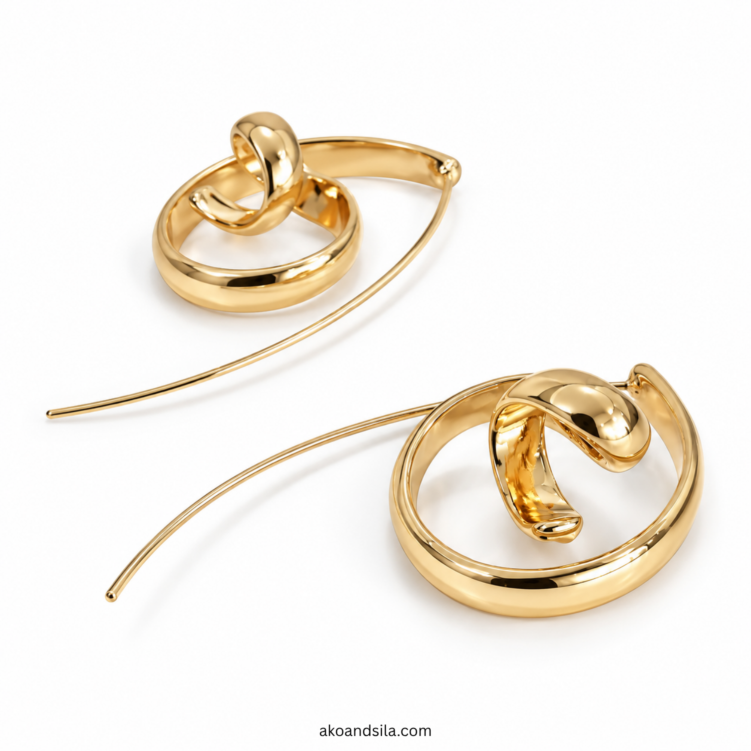 Golden Spiral Hoop Earrings - Image 3