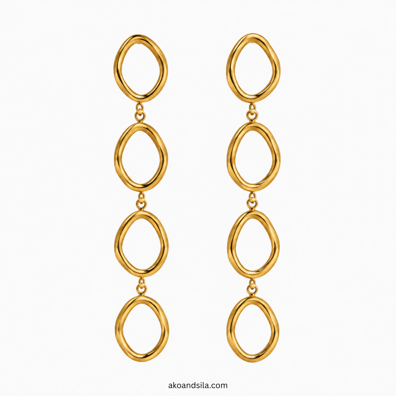 Golden Link Drop Earrings - Image 4