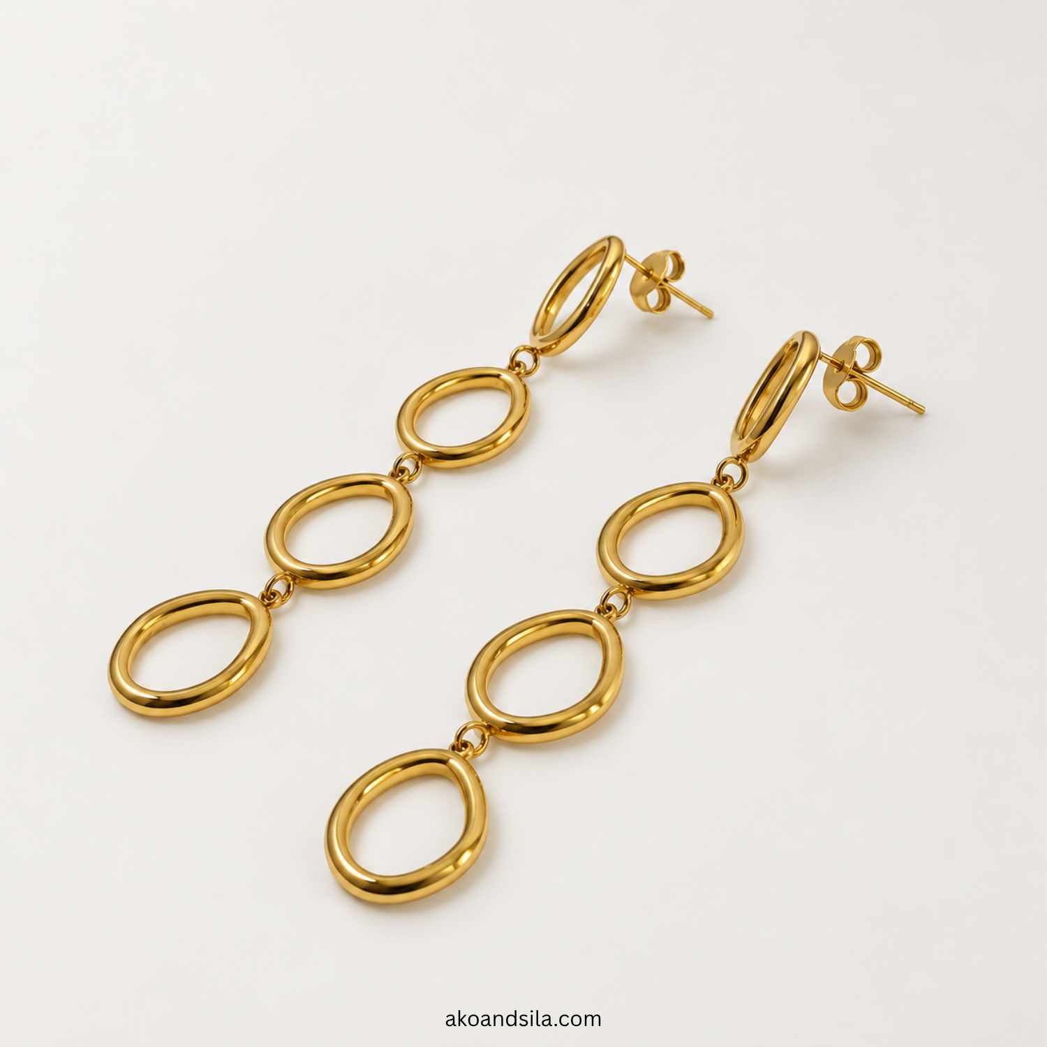 Golden Link Drop Earrings - Image 3