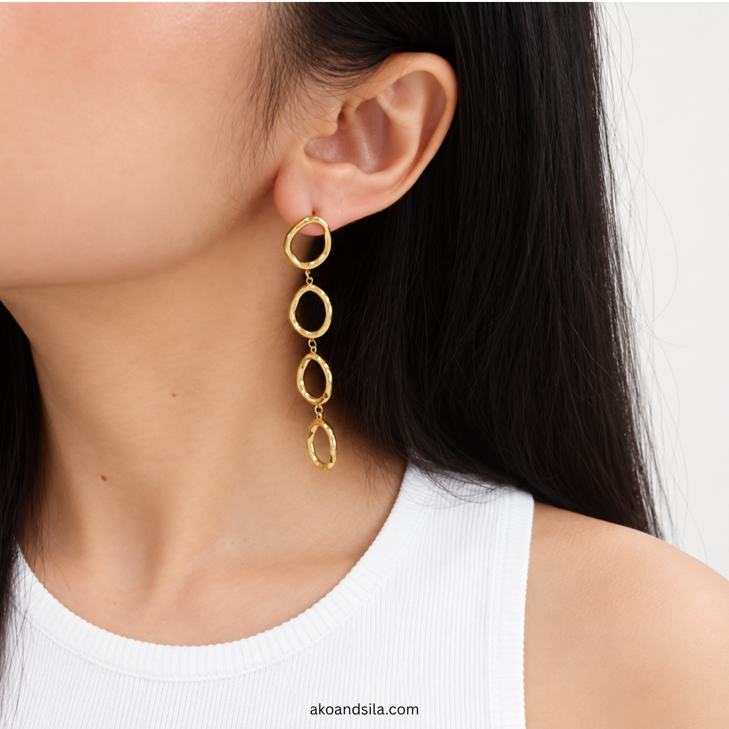 Golden Link Drop Earrings - Image 2