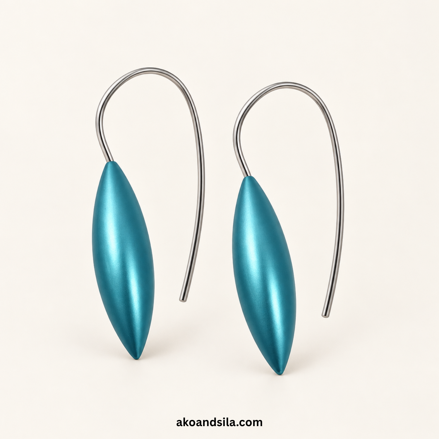 Blue Leaf Drop Earrings - Image 3