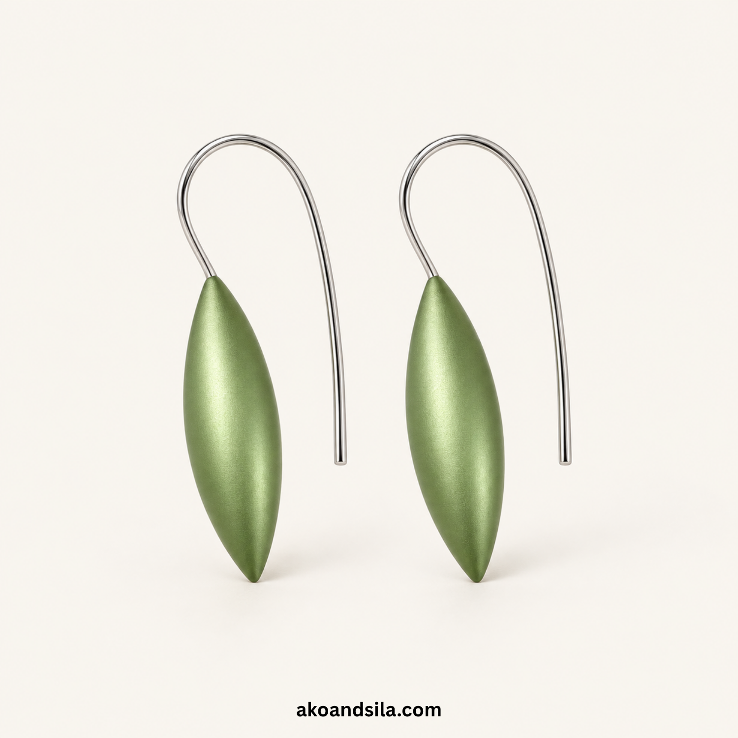 Green Leaf Drop Earrings - Image 3