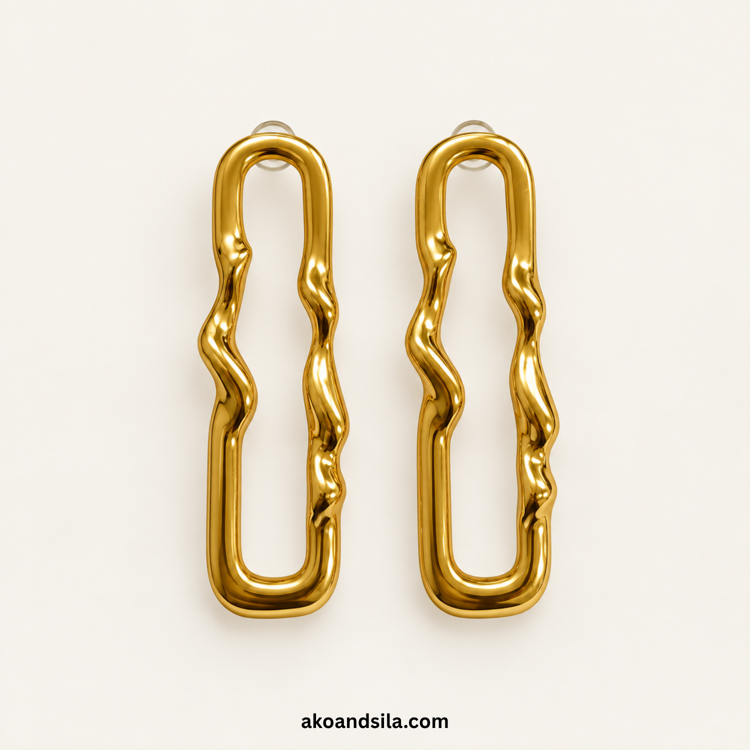 Golden Organic Link Drop Earrings - Image 4