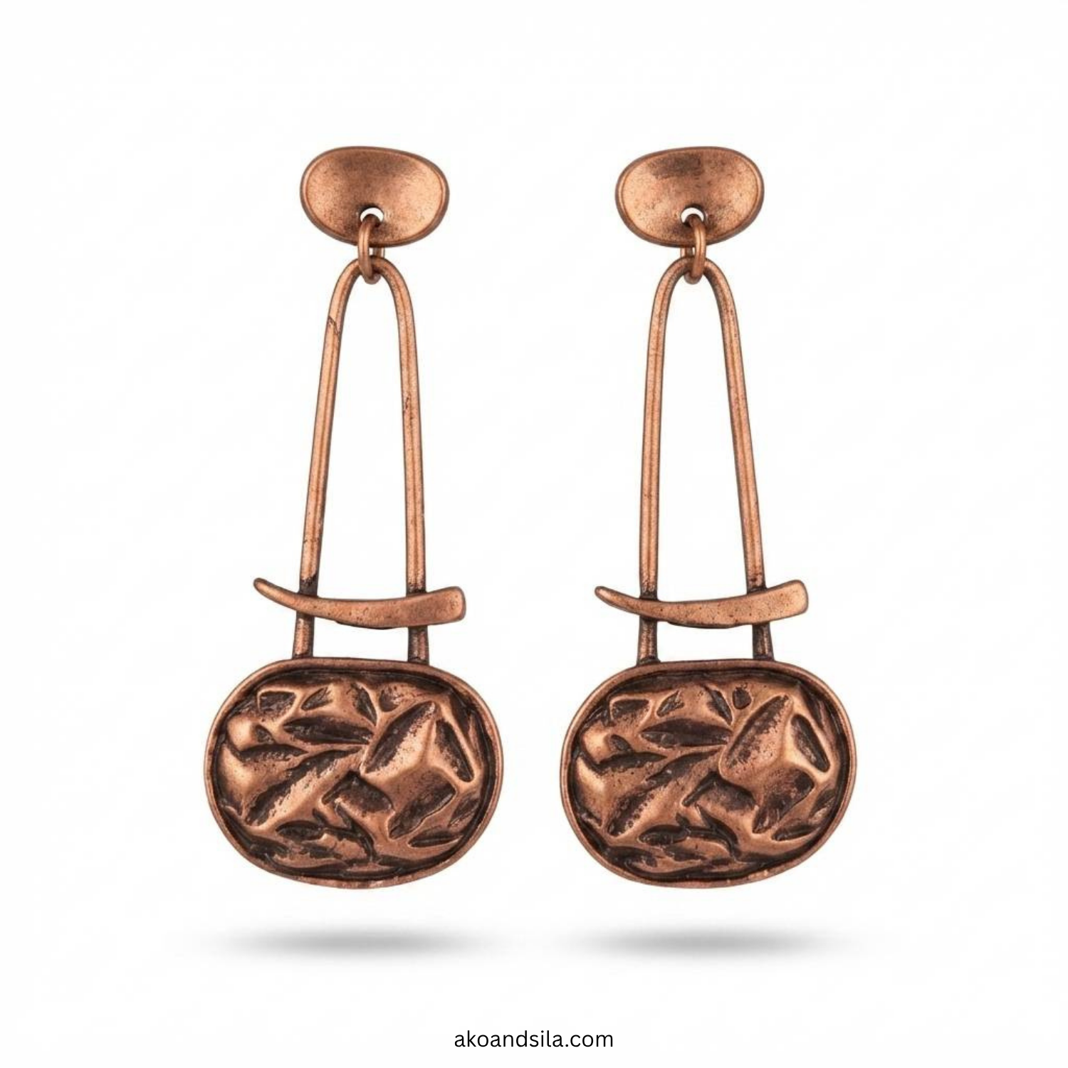 Rose Golden Coin Link Drop Earrings - Image 3