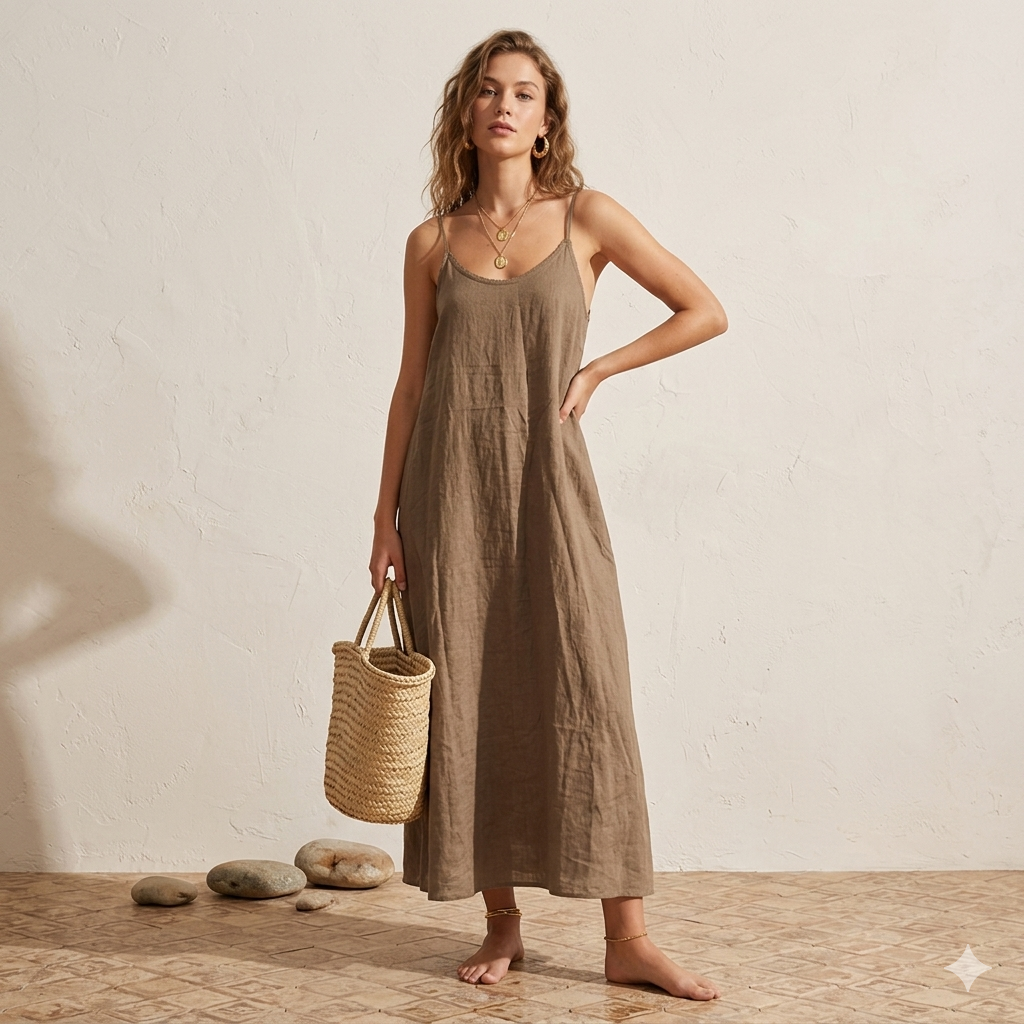Light Brown Halter Neck Free Size Dress - Image 2
