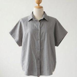 Grey Tie Neck Free Size Shirt
