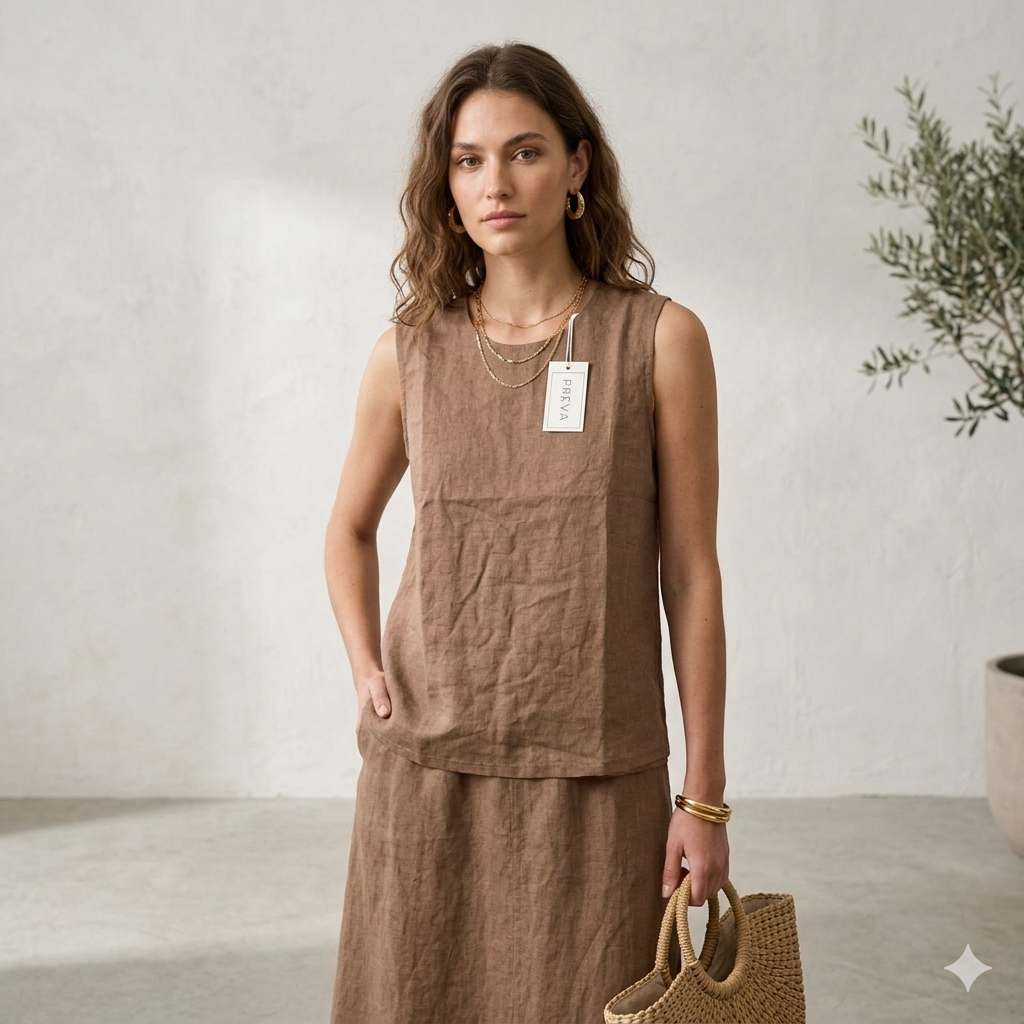 Brown Sleeveless Free Size Shirt - Image 3
