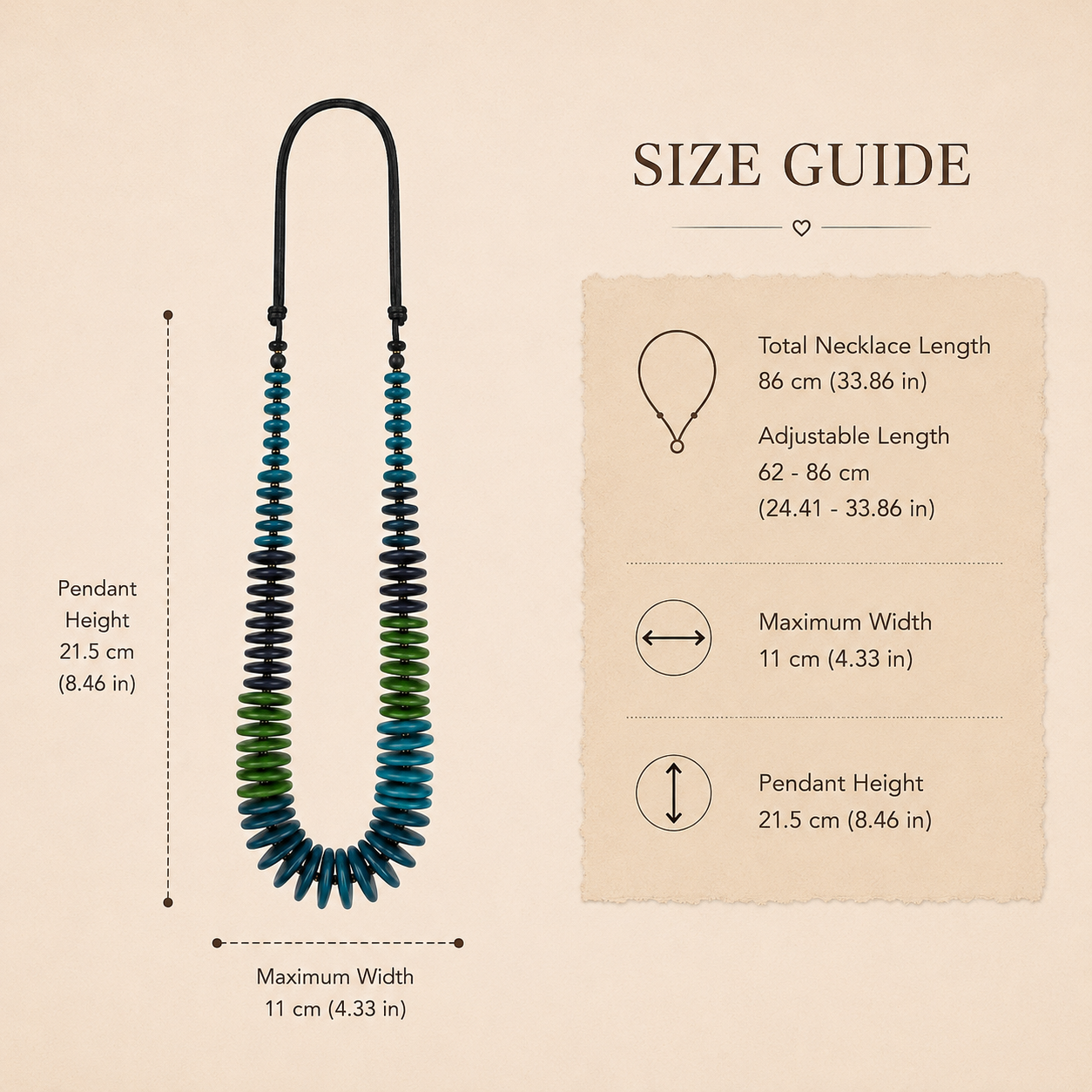 Blue Green Disc Necklace - Image 2