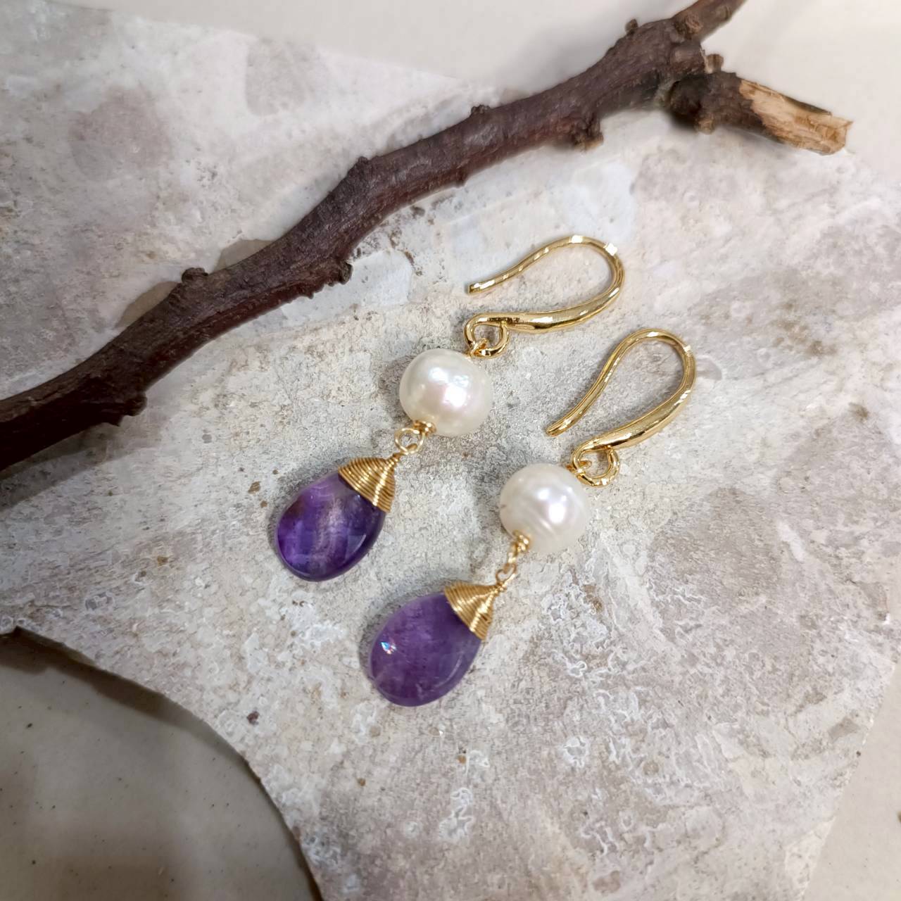 Pearl In Dark Orchid Earrings - Image 5