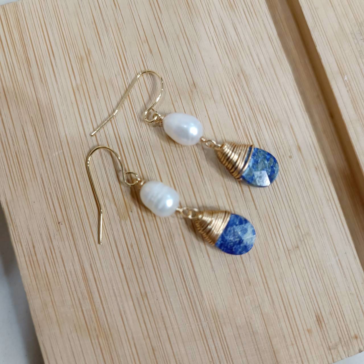 Pearl In Cosmic Blue Horizon Earrings - Image 3