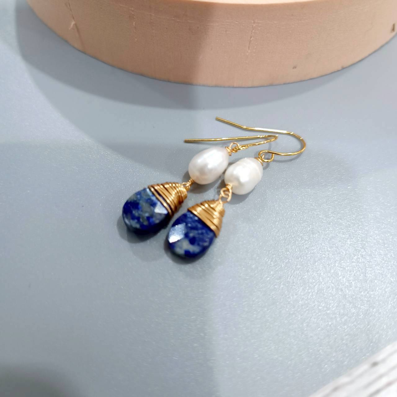 Pearl In Cosmic Blue Horizon Earrings - Image 2