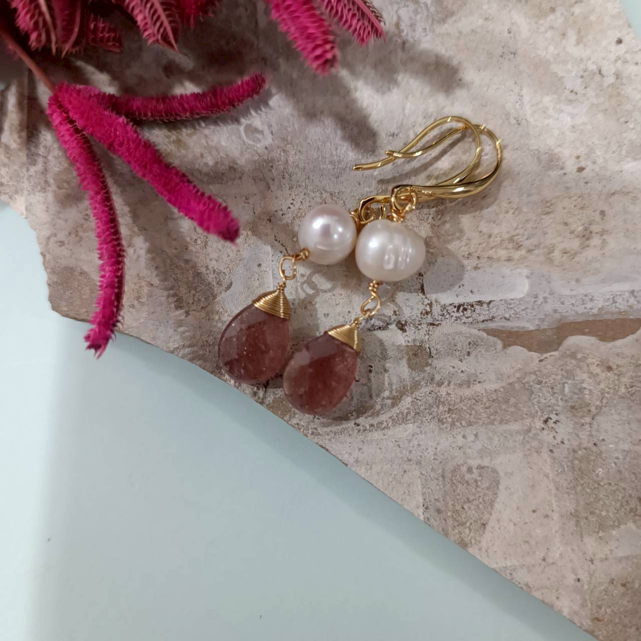 Pearl In Cherry Blossom Earrings - Image 2