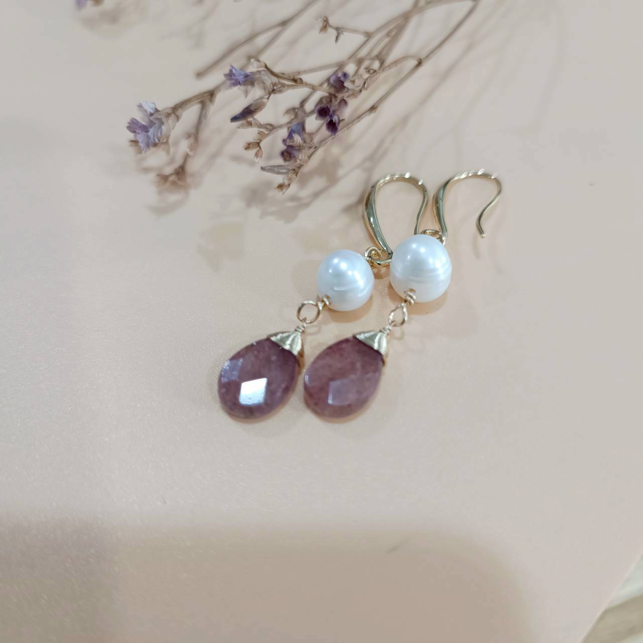 Pearl In Cherry Blossom Earrings - Image 3
