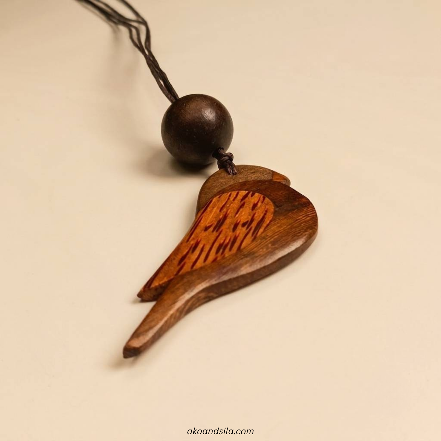 Wood Bird Pendant Necklace - Image 3