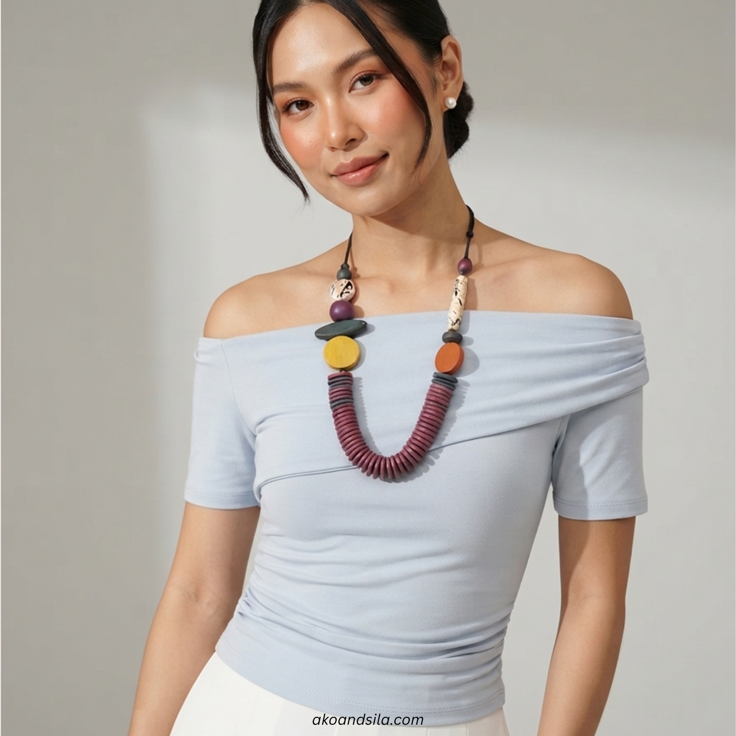 Magenta Disc Statement Necklace - Image 3