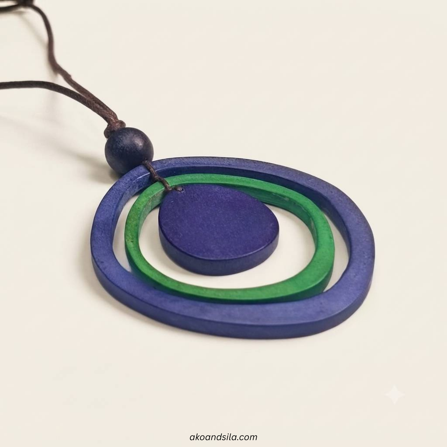 Layered Ring Wood Necklace - Image 2