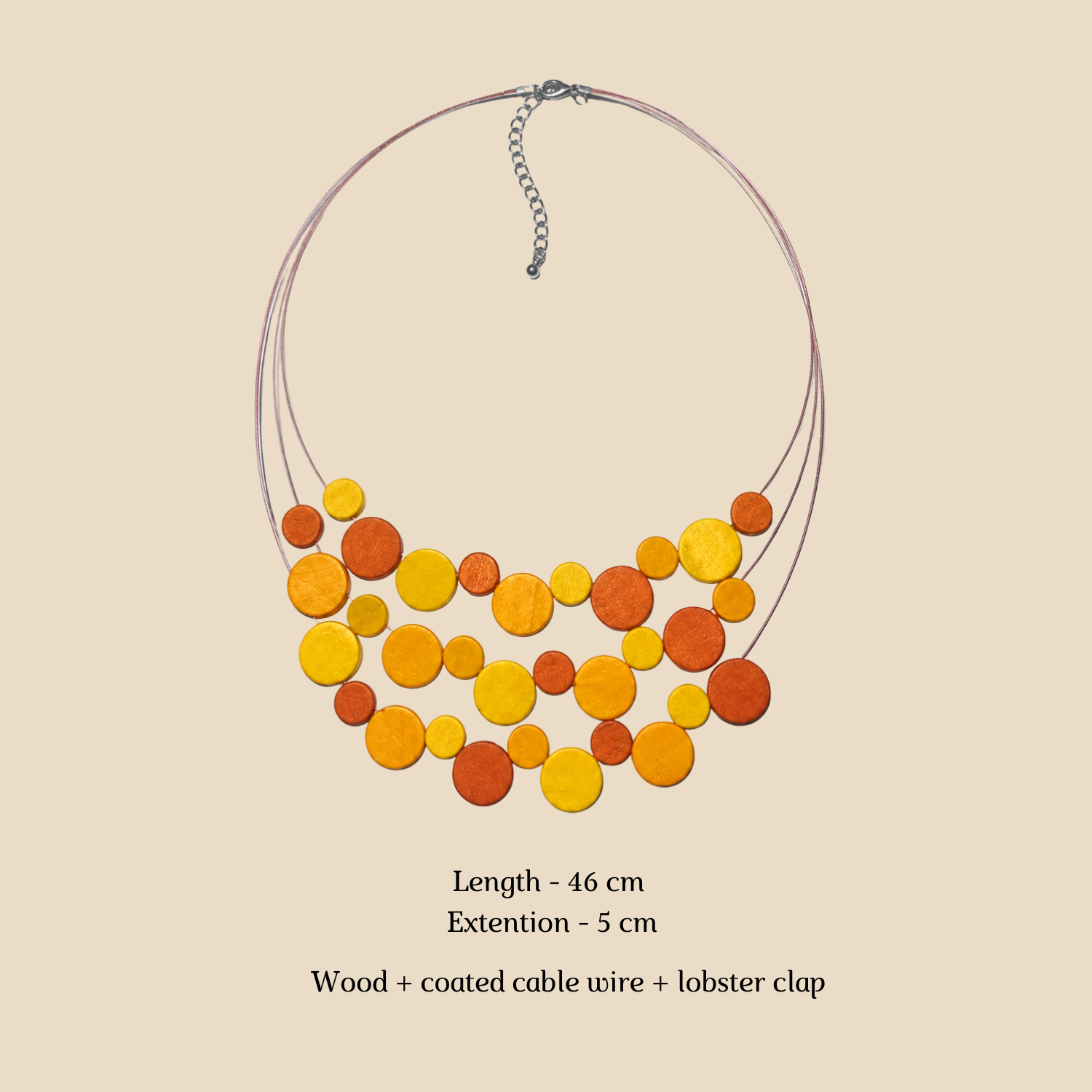 Yellow Orange Disc Bib Necklace - Image 2