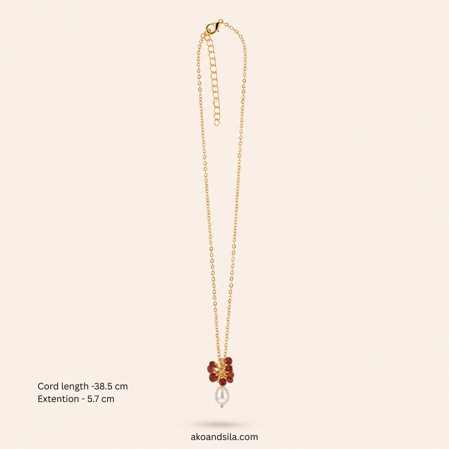 Garnet Luna Cluster Necklace - Image 3