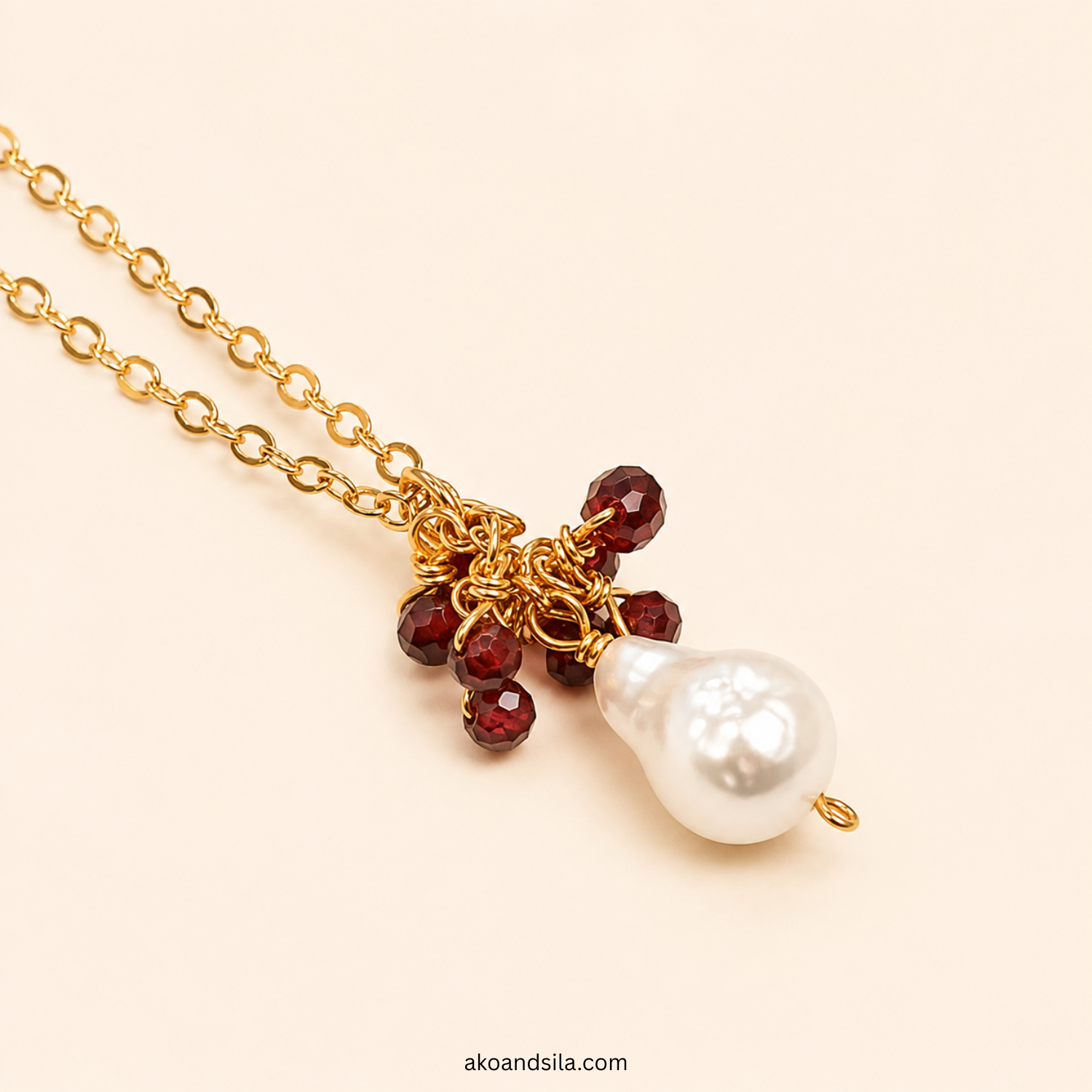Garnet Luna Cluster Necklace - Image 4