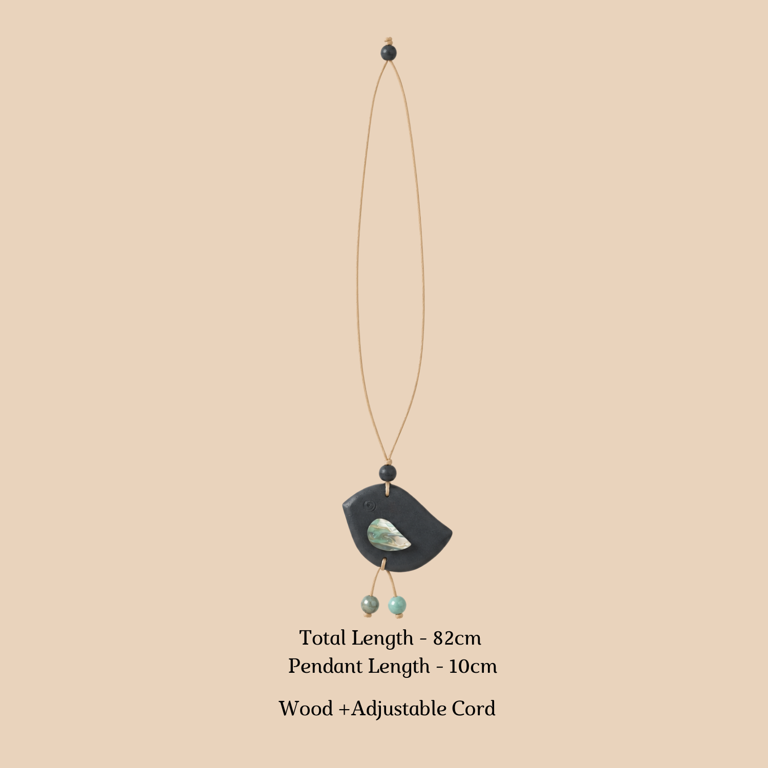 Deep Grey Bird Wood Necklace - Image 4