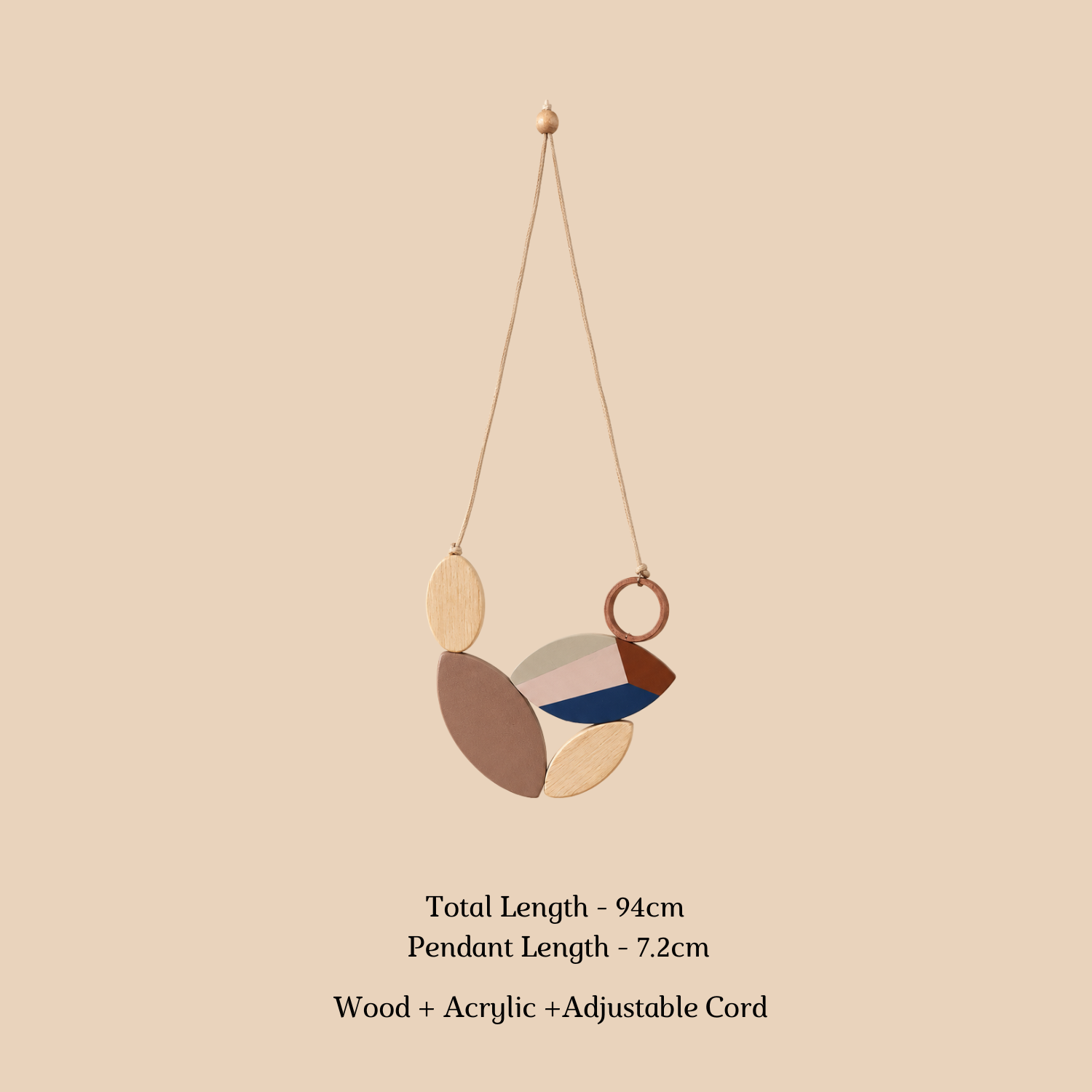 Pebble Layer Wood Necklace - Image 3