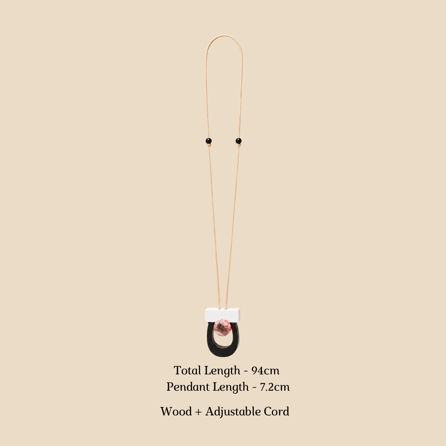 Black Teardrop Wood Necklace - Image 5