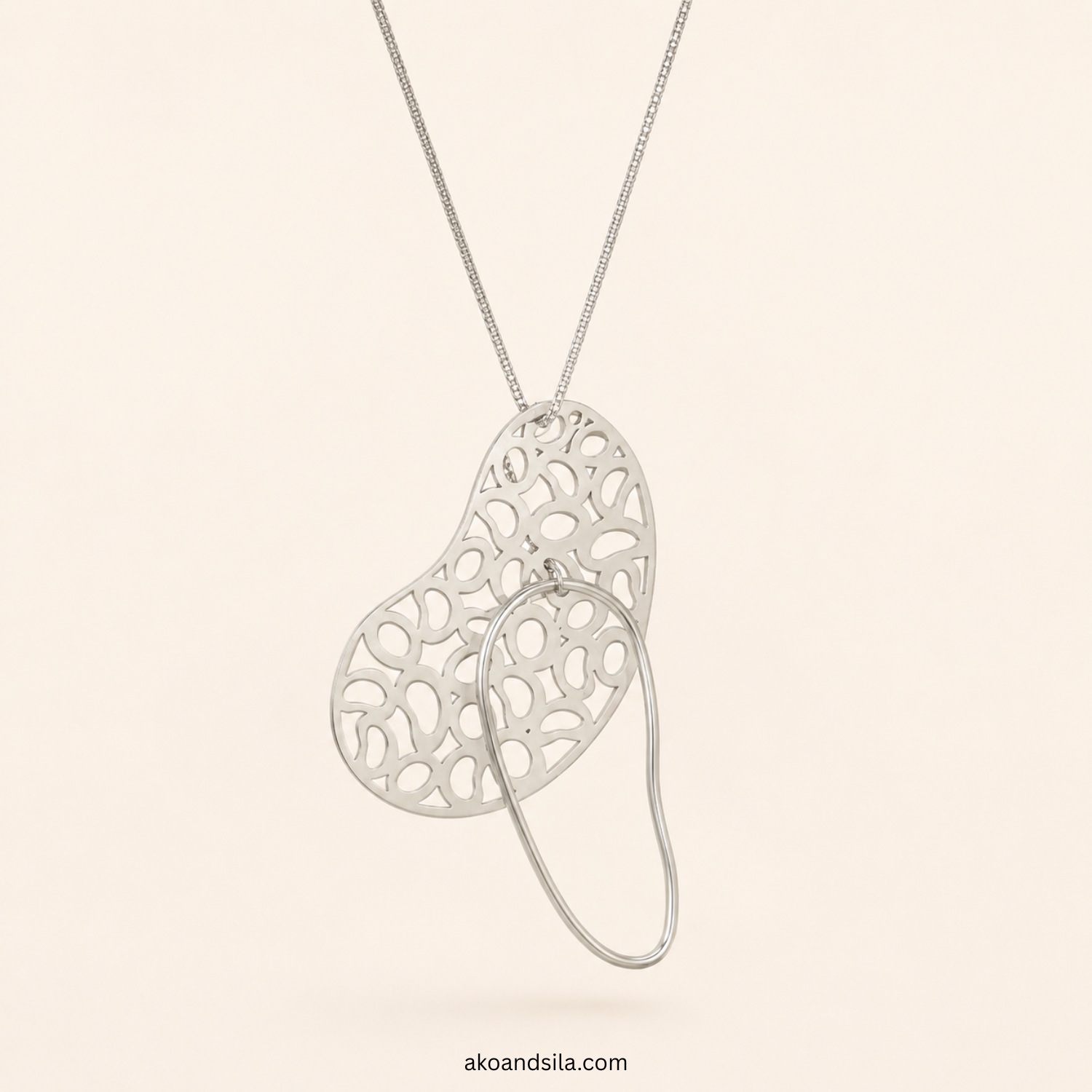 Silver Filigree Leaf Necklace - Image 6